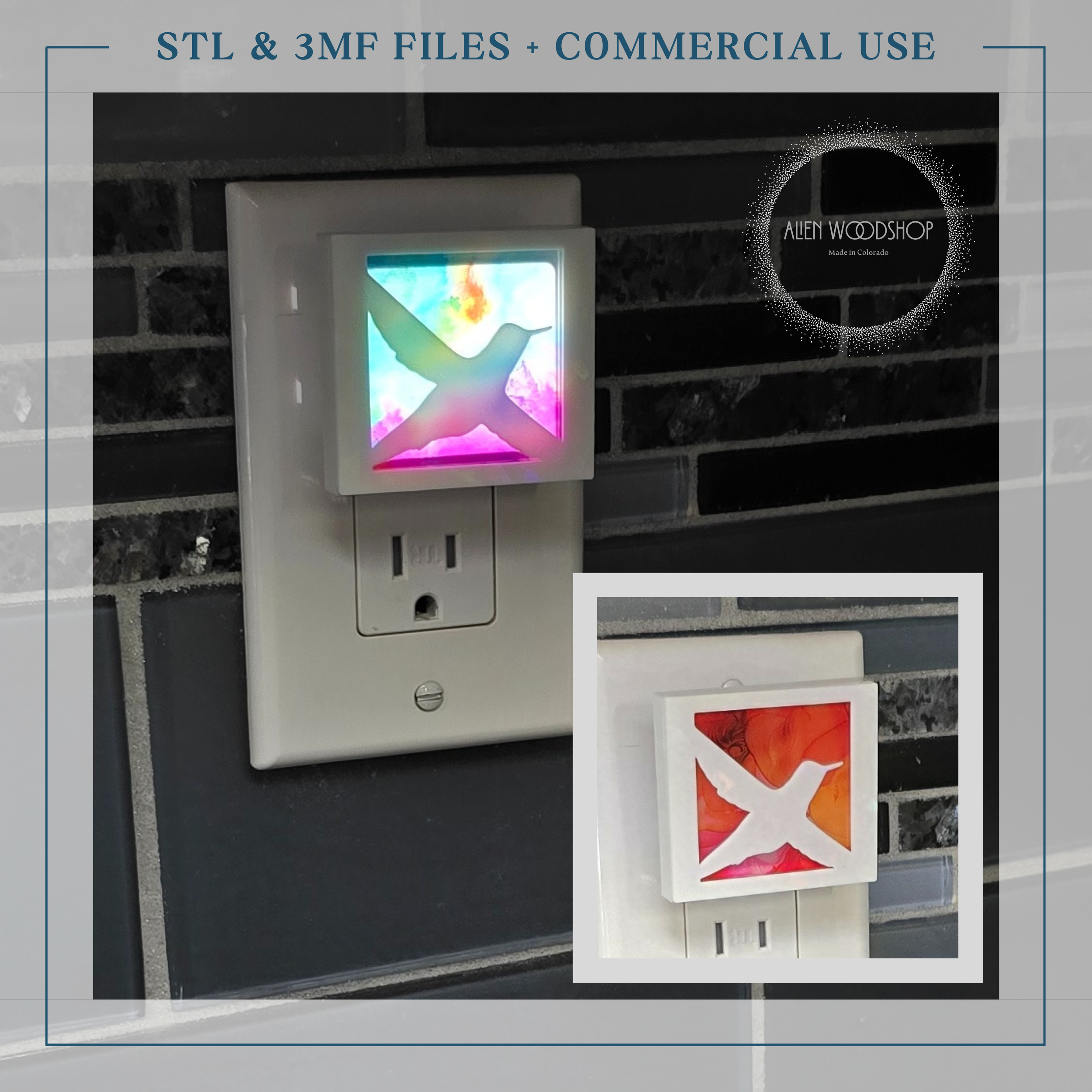 Hummingbird – Interchangeable Nightlight Cover – Digital STL & 3MF Files for 3D Printing