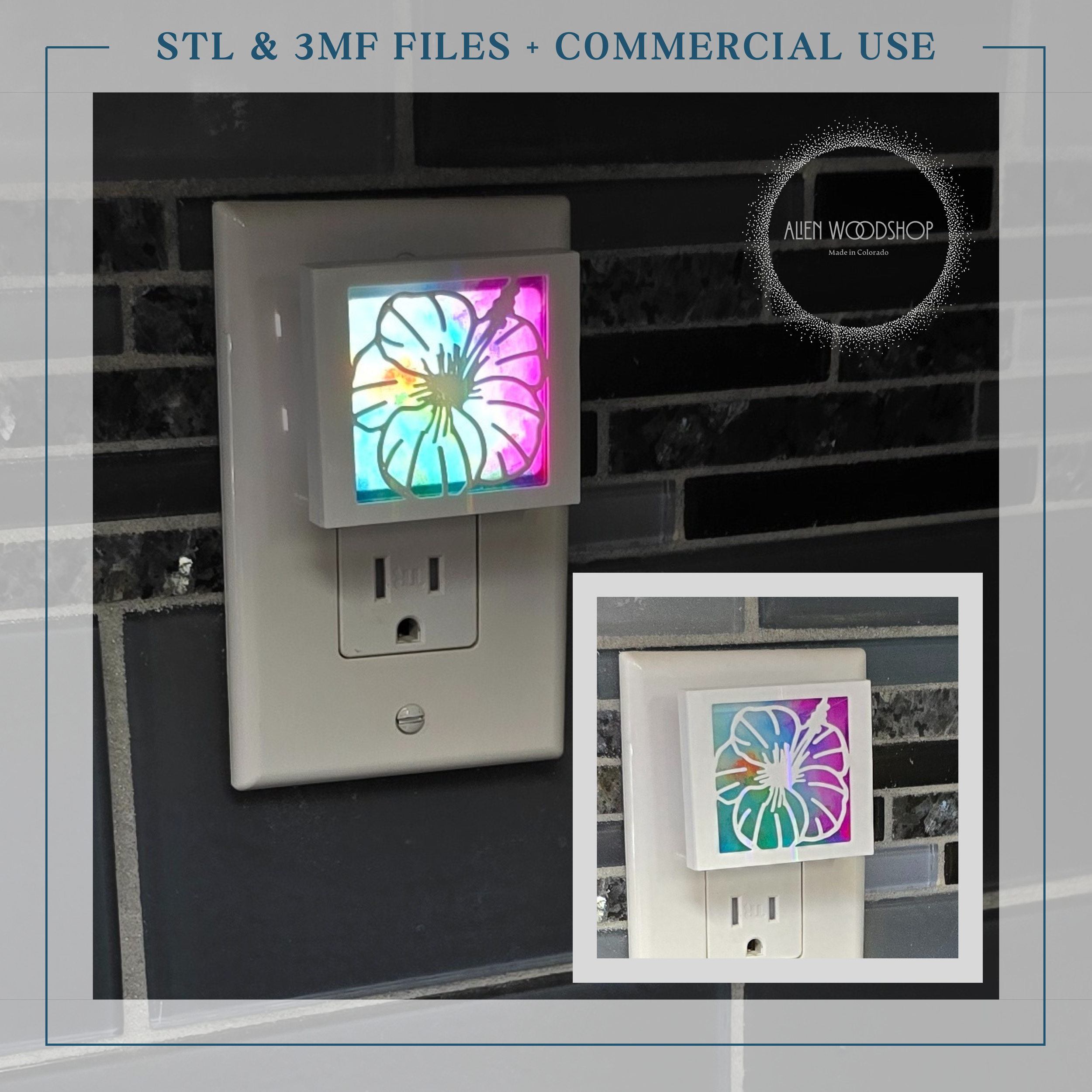 Hibiscus – Interchangeable Nightlight Cover – Digital STL & 3MF Files for 3D Printing
