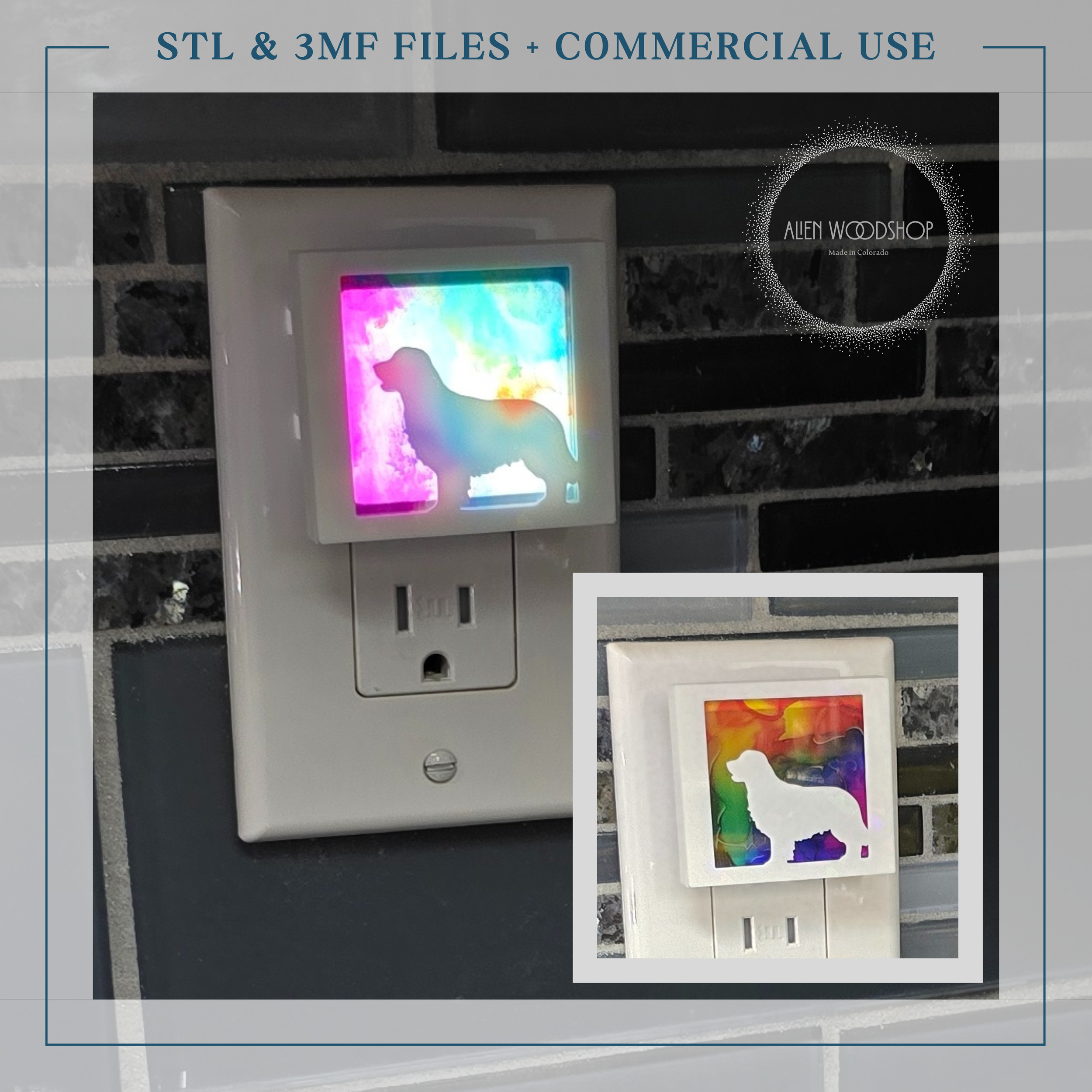 Golden Retriever – Interchangeable Nightlight Cover – Digital STL & 3MF Files for 3D Printing