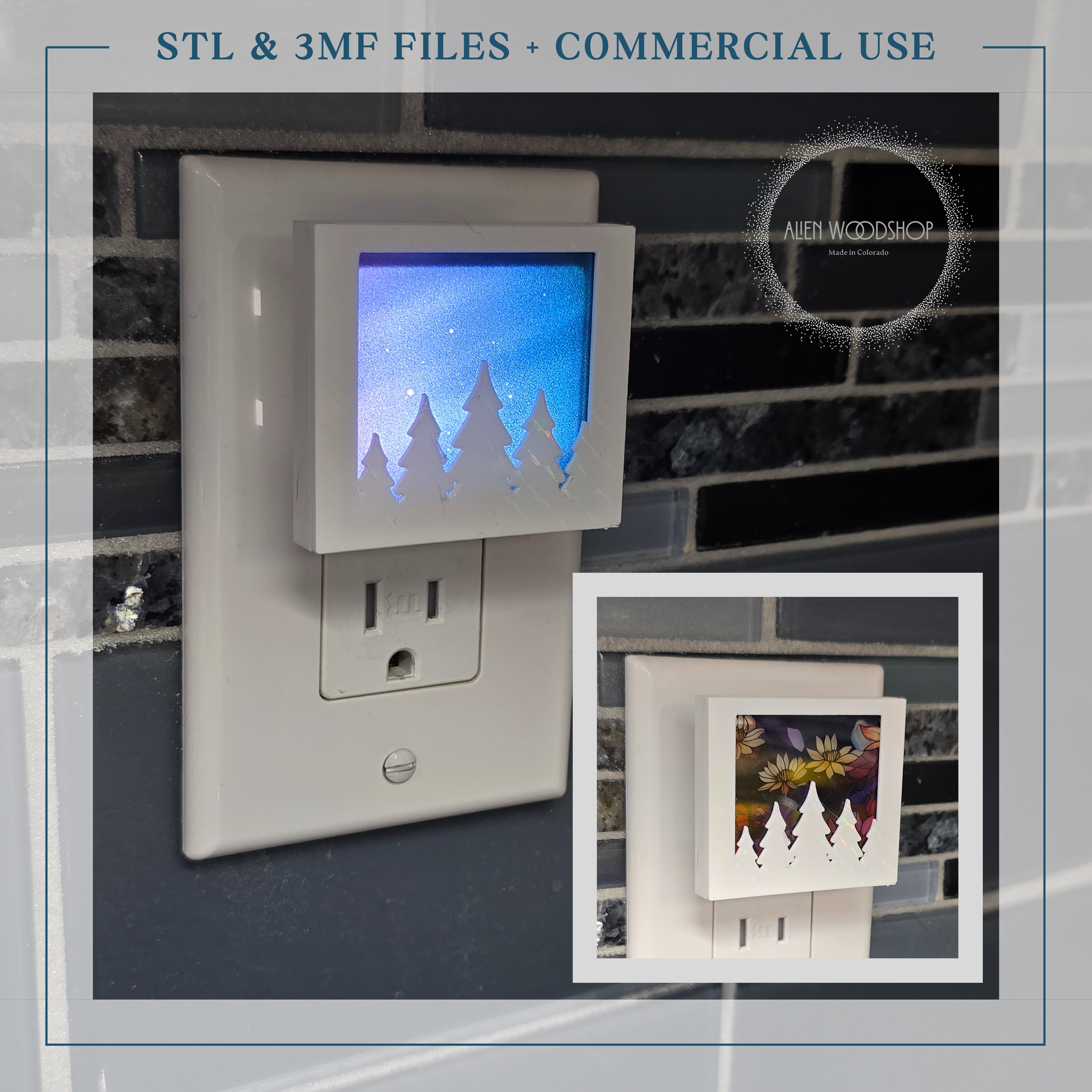 Trees – Interchangeable Nightlight Cover – Digital STL & 3MF Files for 3D Printing