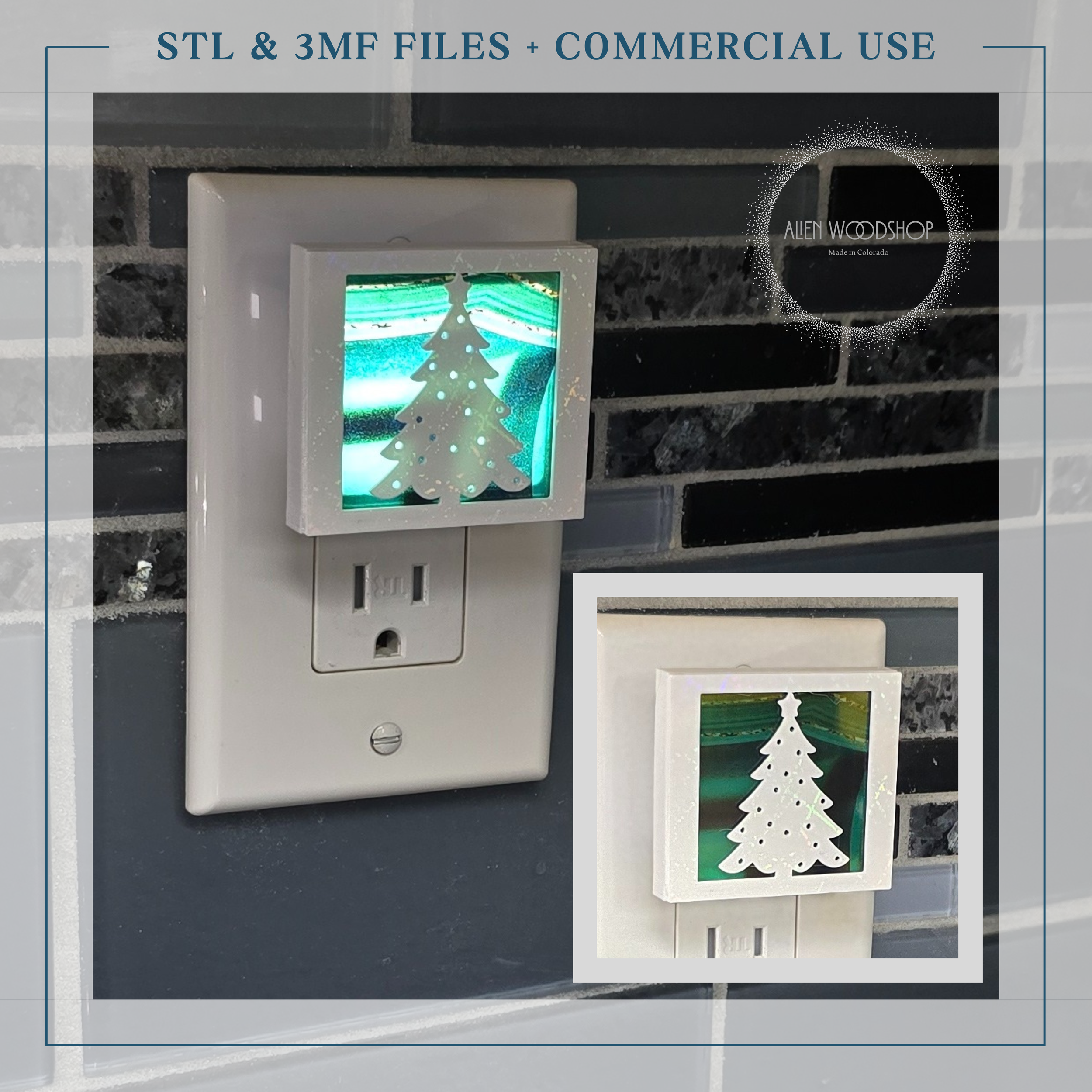 Christmas Tree – Interchangeable Nightlight Cover – Digital STL & 3MF Files for 3D Printing