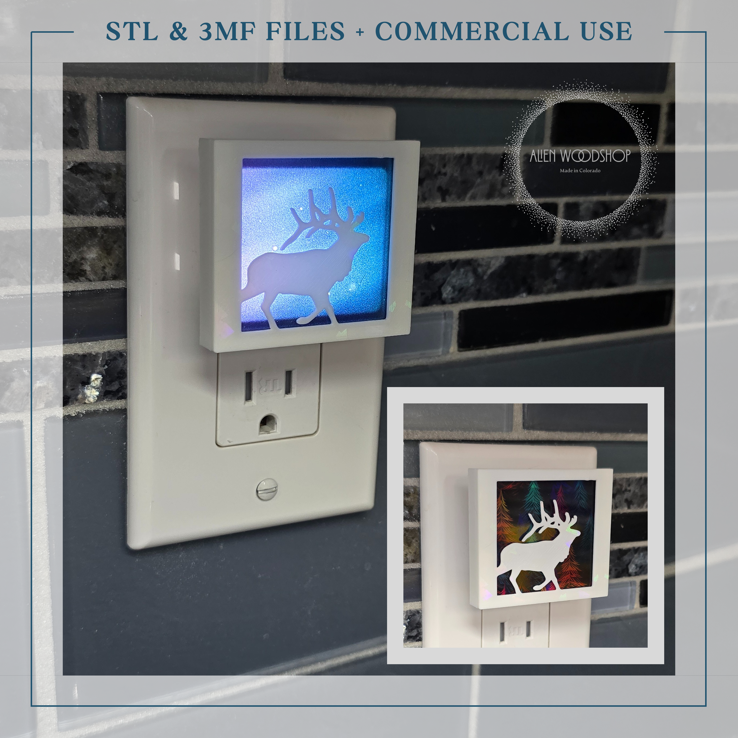 Elk – Interchangeable Nightlight Cover – Digital STL & 3MF Files for 3D Printing