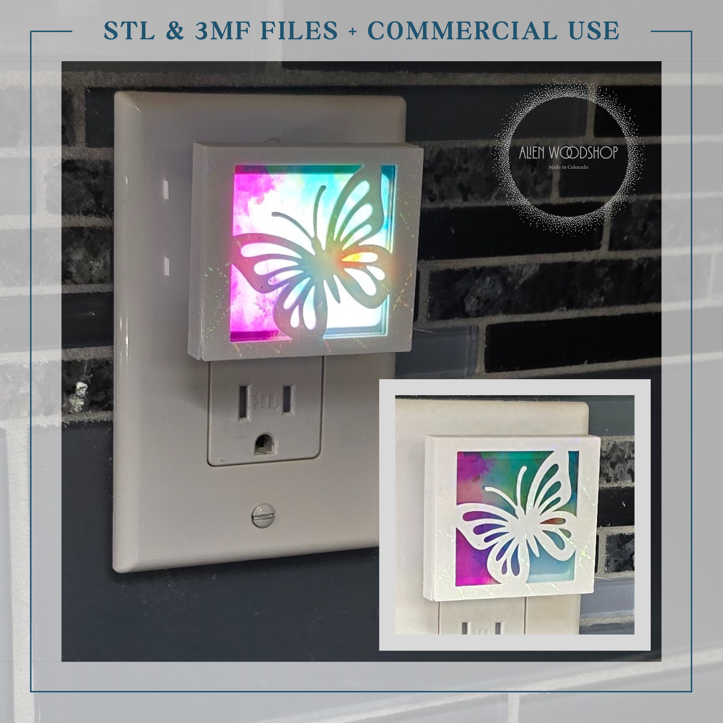 Butterfly – Interchangeable Nightlight Cover – Digital STL & 3MF Files for 3D Printing