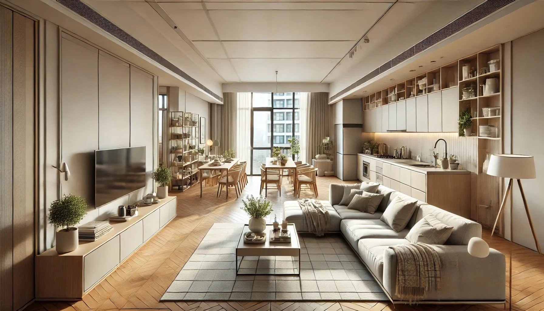 Salon lumineux d’un appartement géré à Casablanca – location courte durée NextsKeys