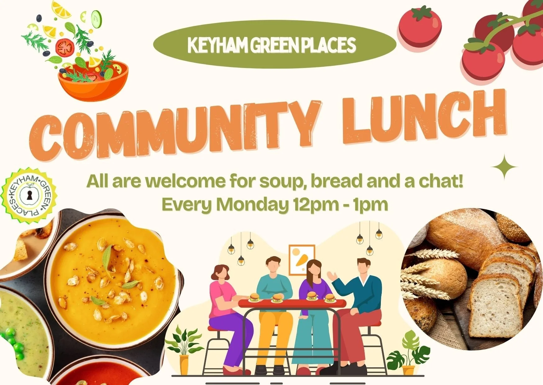 Come join us every Monday for a bite to eat and a chat with some lovely people.