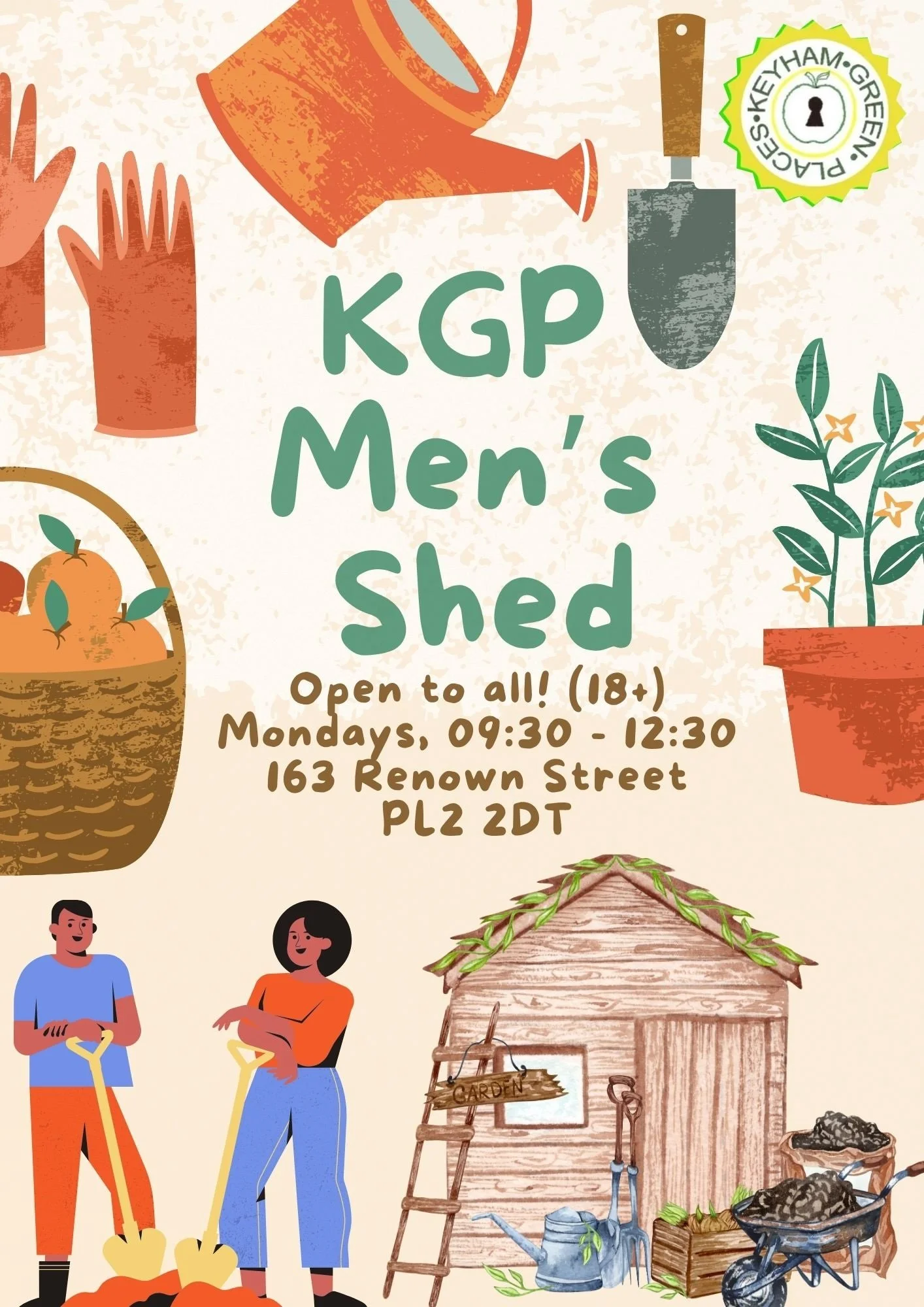 Come join the KGP Men's Shed
Open for everyone- Men and Women!
Mondays 9:30- 12:30

Come chat, make friends and share experiences and skills with a wide variety of projects, such as gardening, woodworking or just sharing a cup of tea and a chat.
Find