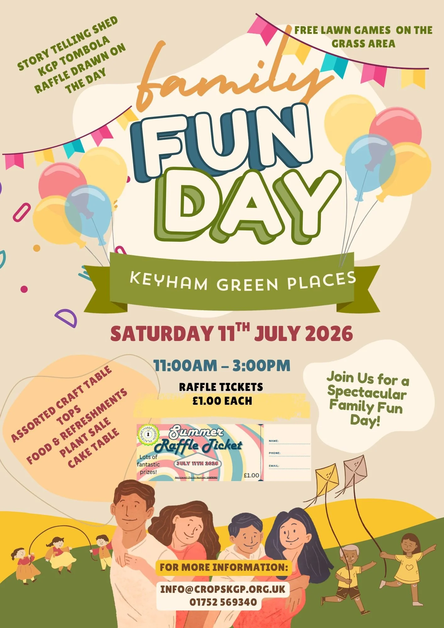 One month to GO!!!!!
July 11th 2026 will be the KGP Family Fun Day.

* FREE CHILDREN'S ACTIVITIES AND GAMES
* Craft stalls
* Cake Stall
* Plant stall
* Tool sale
* Great Raffle Prizes
* Tombola
* Yoga session
* Pilates session
* Martial Arts session
