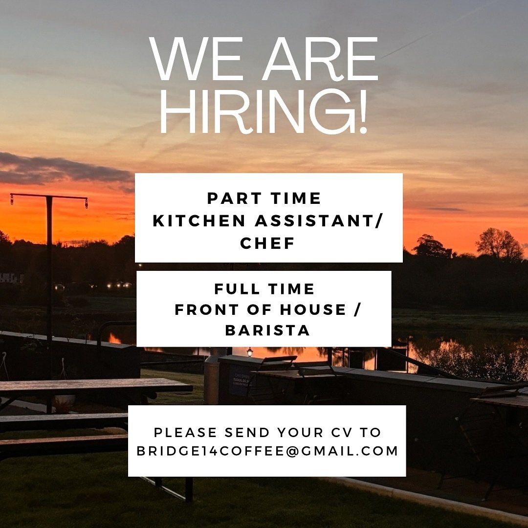 Join our team🫶🏼
We are so excited to be welcoming new staff into Bridge14✨ If you feel like you have the qualifications for the above roles, send us your CV to bridge14coffee@gmail.com
We look forward to extending our team and welcoming new faces