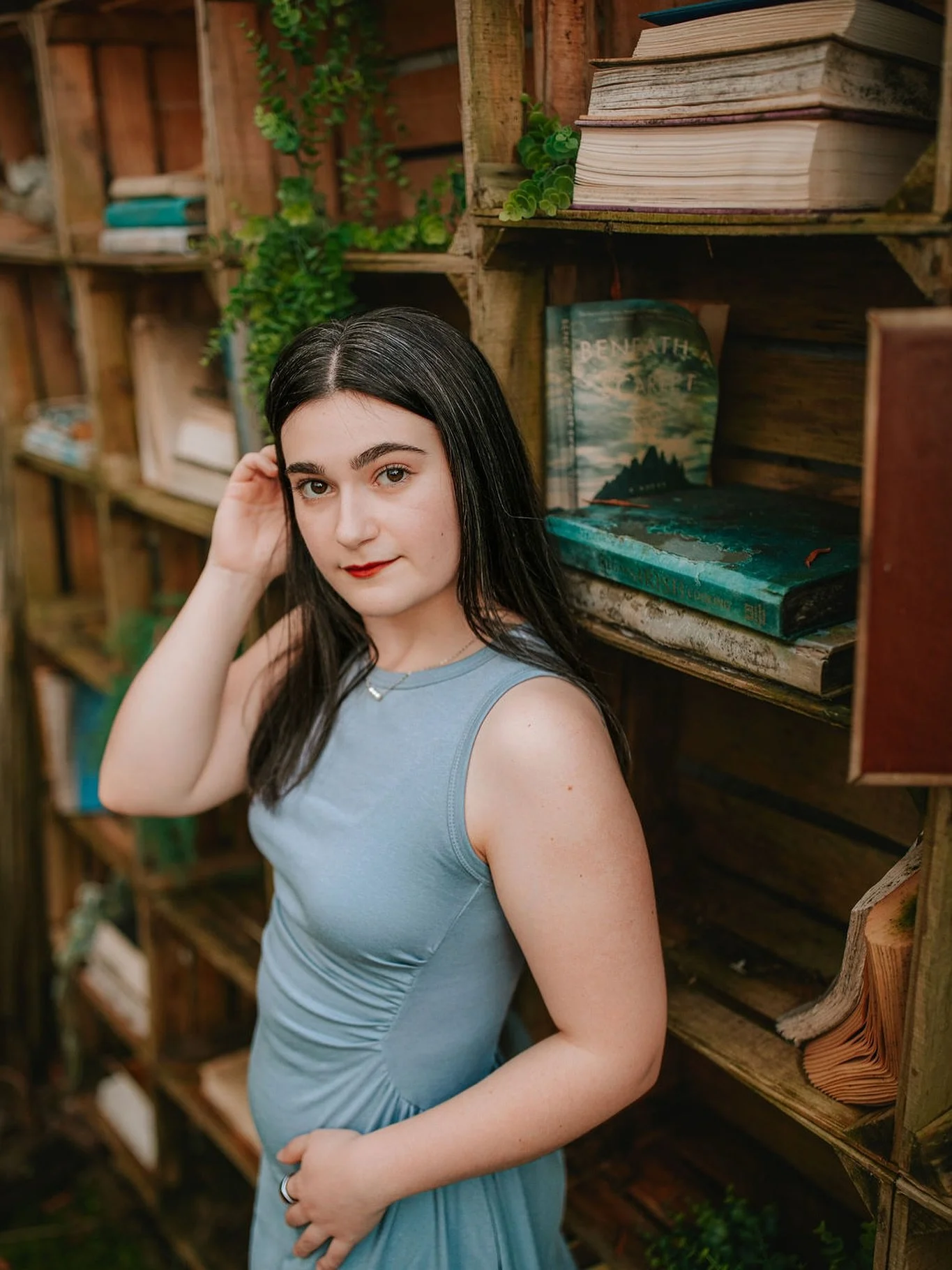 There&rsquo;s something so cozy about this little corner by our vintage barn&hellip; the crate wall filled with old books, textures, and charm everywhere you look. It&rsquo;s one of those spots that feels straight out of a storybook and photographs b