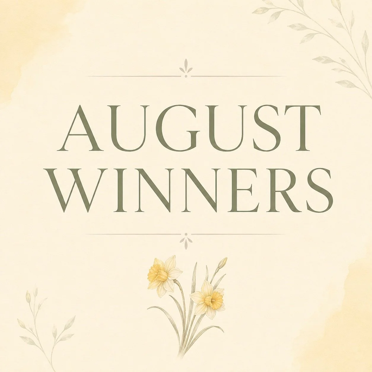 Thank you so much to everyone who supported our little slice of heaven throughout August! 💛

Congratulations to our August giveaway winners, who each won the cutest Daffodil Farm tumbler!

🌼 Most Booked Photographer
Liz Lee with @autumn_fields_phot