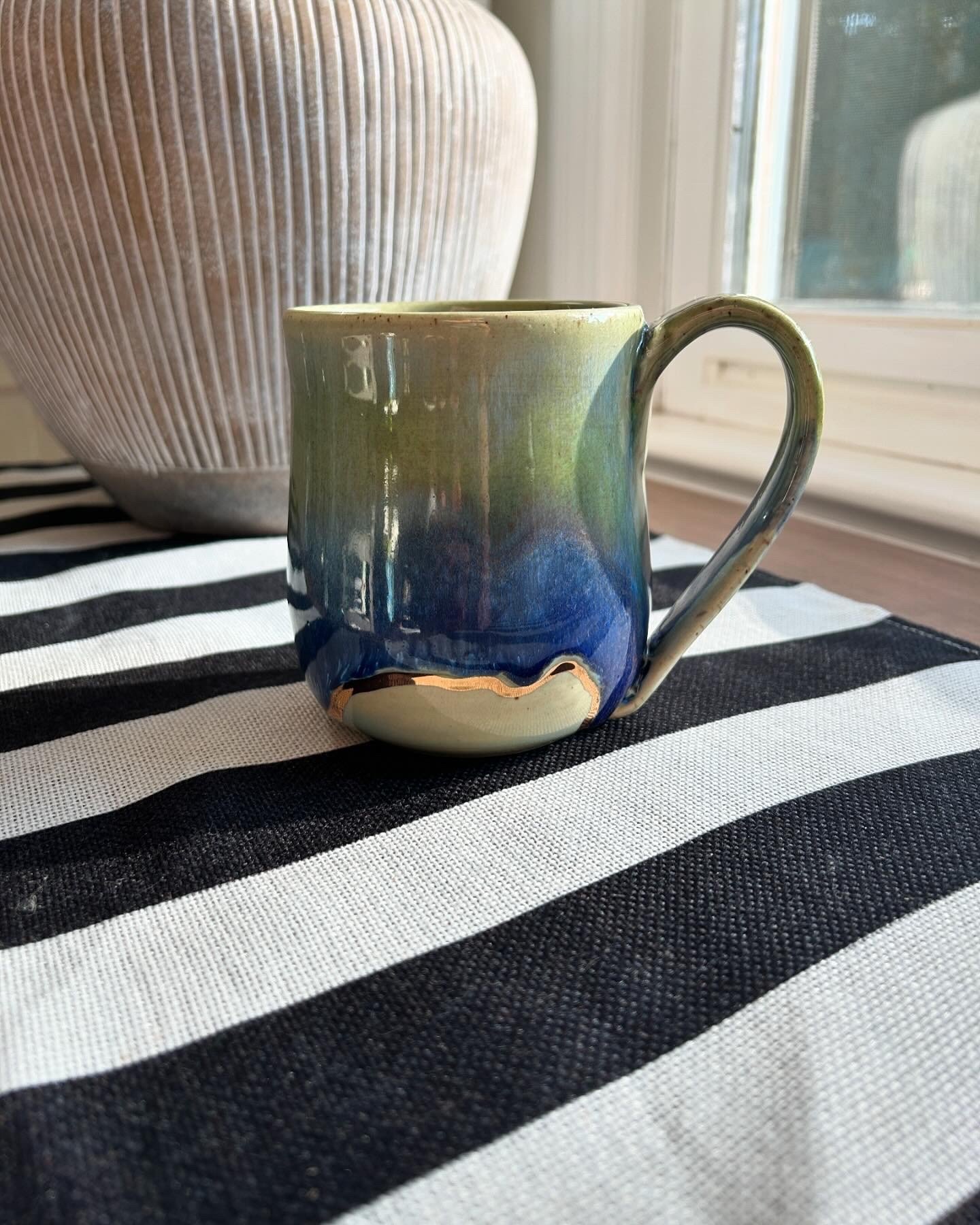 Blue Gold Luster Mug