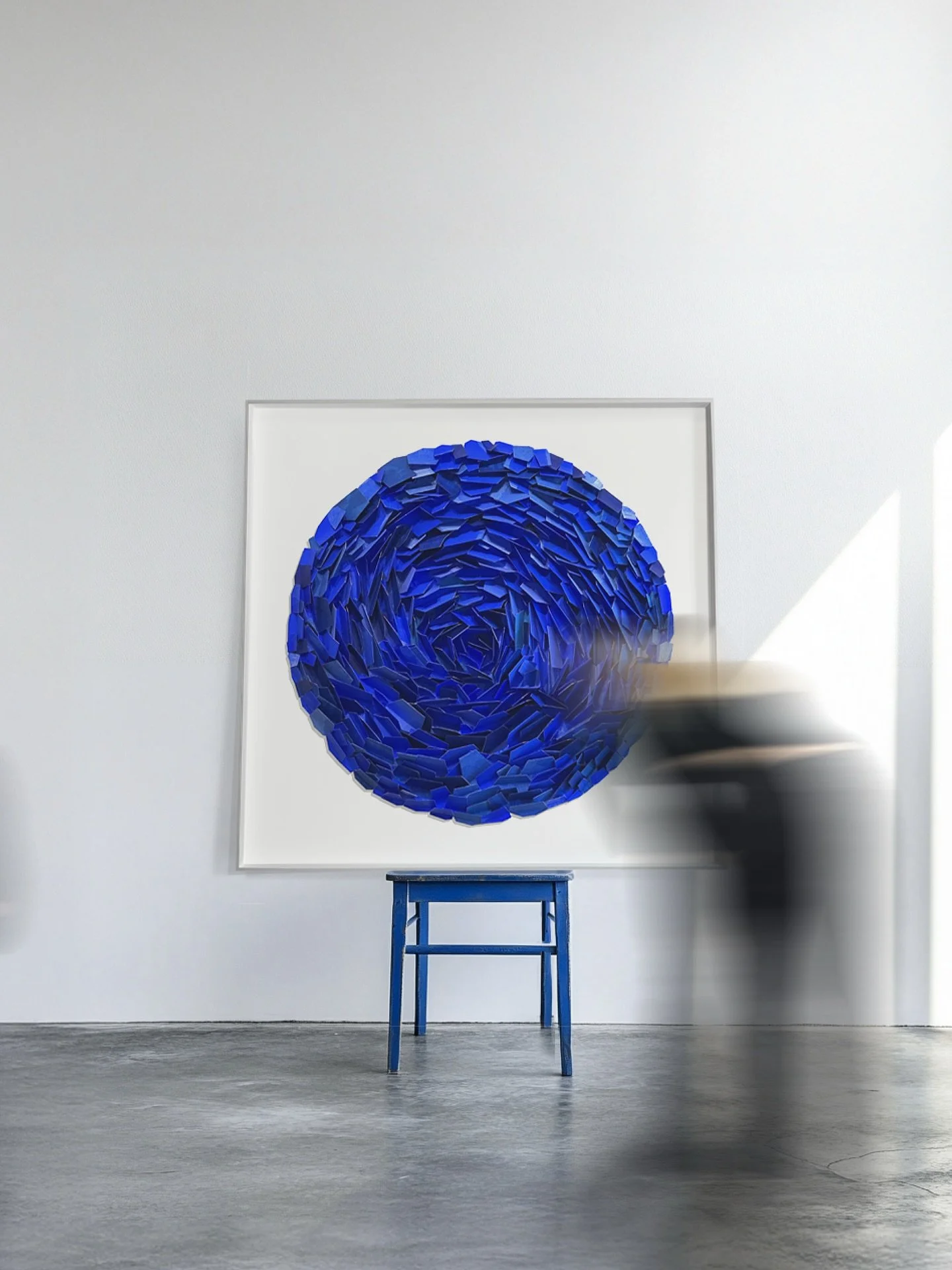 Composition in Ultramarine and Prussian Blue II
Cut paper &amp; gouache
2025, Brighton, United Kingdom
1.2m x 1.2m 
Framed

Many thanks to the Zoli and the gang at @exhibitprinting for figuring out how to frame this piece and doing a stellar job.

Cu