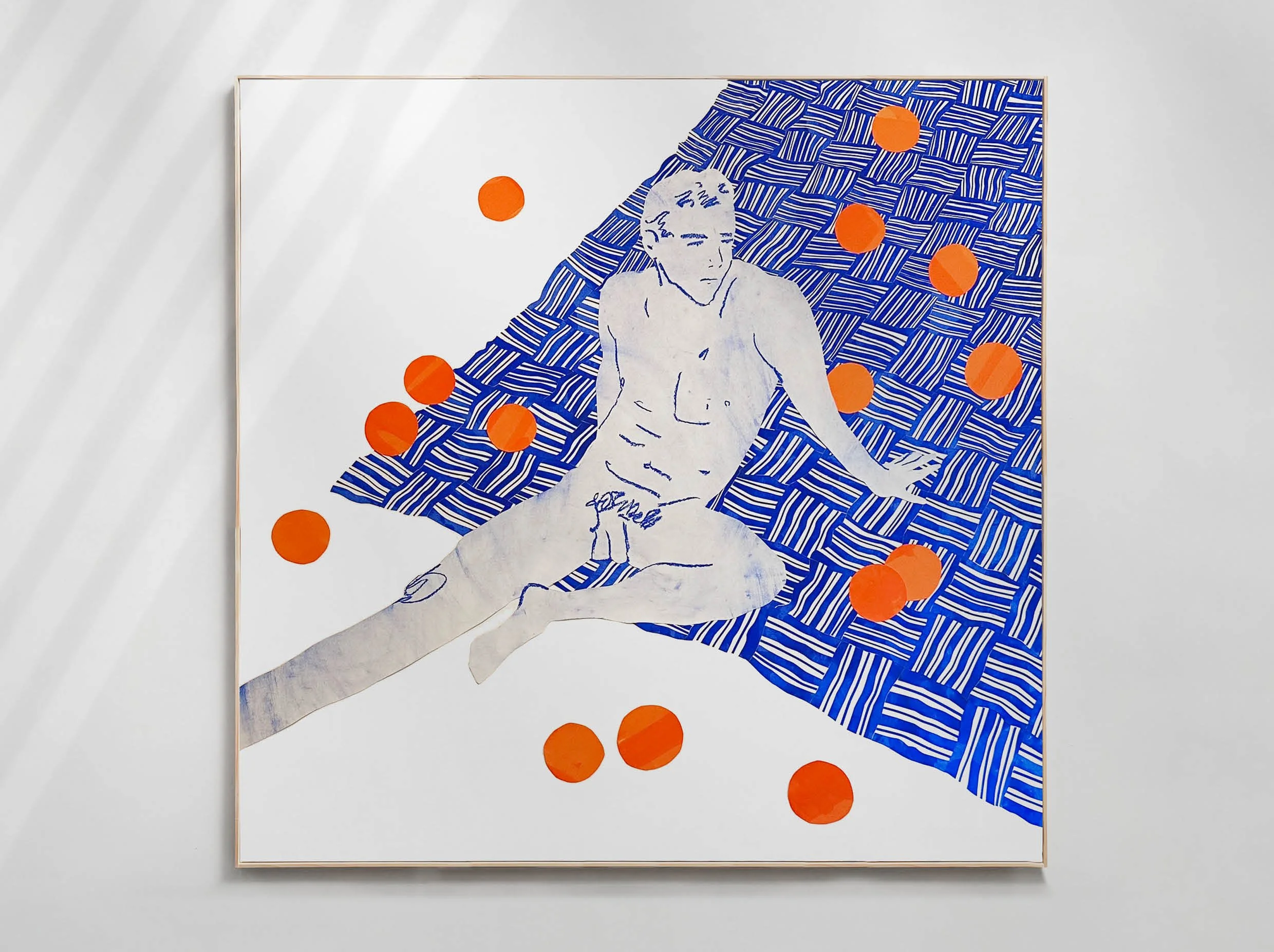 Figure with a Blanket of Oranges
Cut paper, gouache and soft pastel on 200gsm paper.
2023, Brighton, United Kingdom.
1.5m x 1.5m