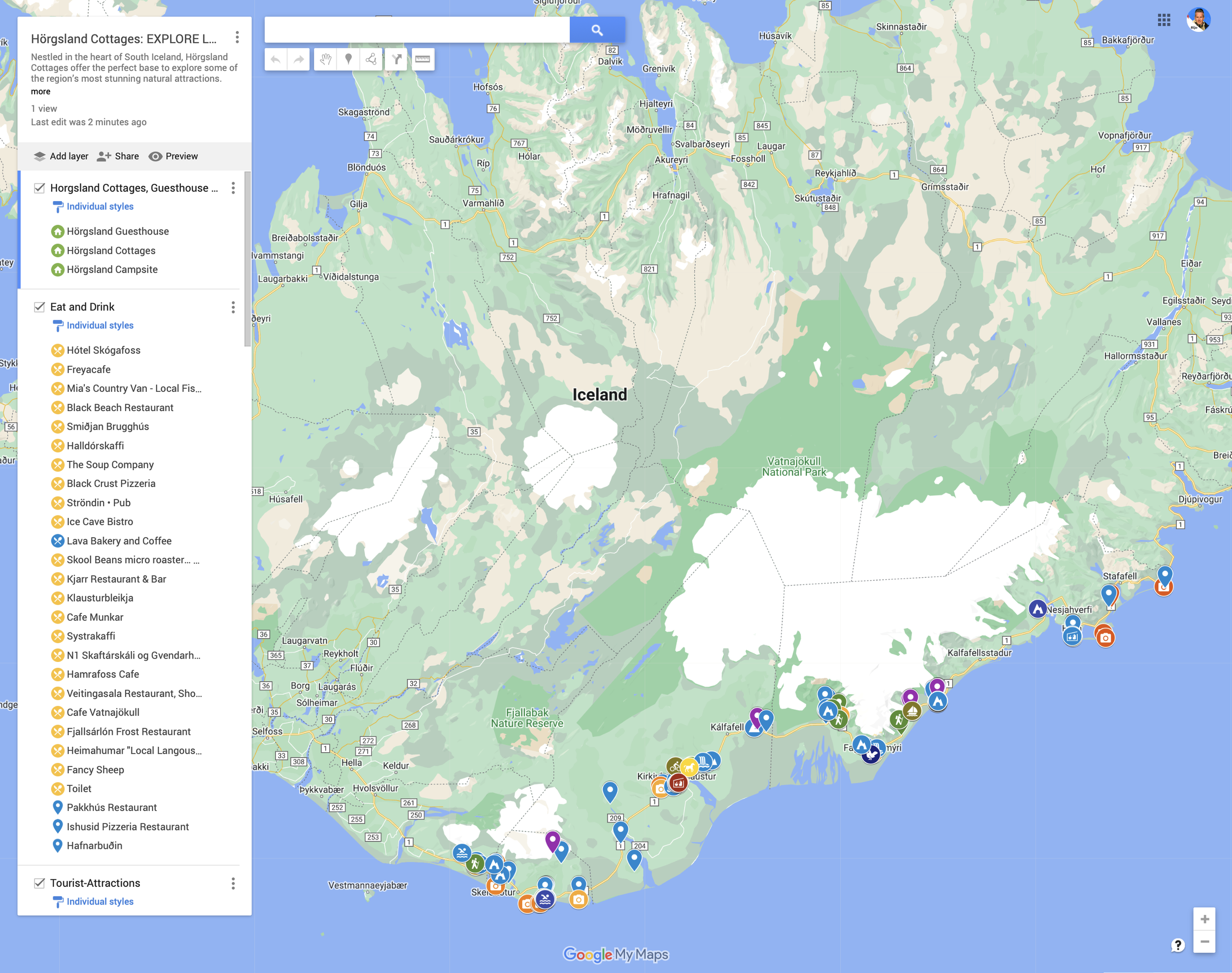 Relax & Explore all local tourist attraction in the vicinity of Horgsland Cottages in the south, south-east of Iceland