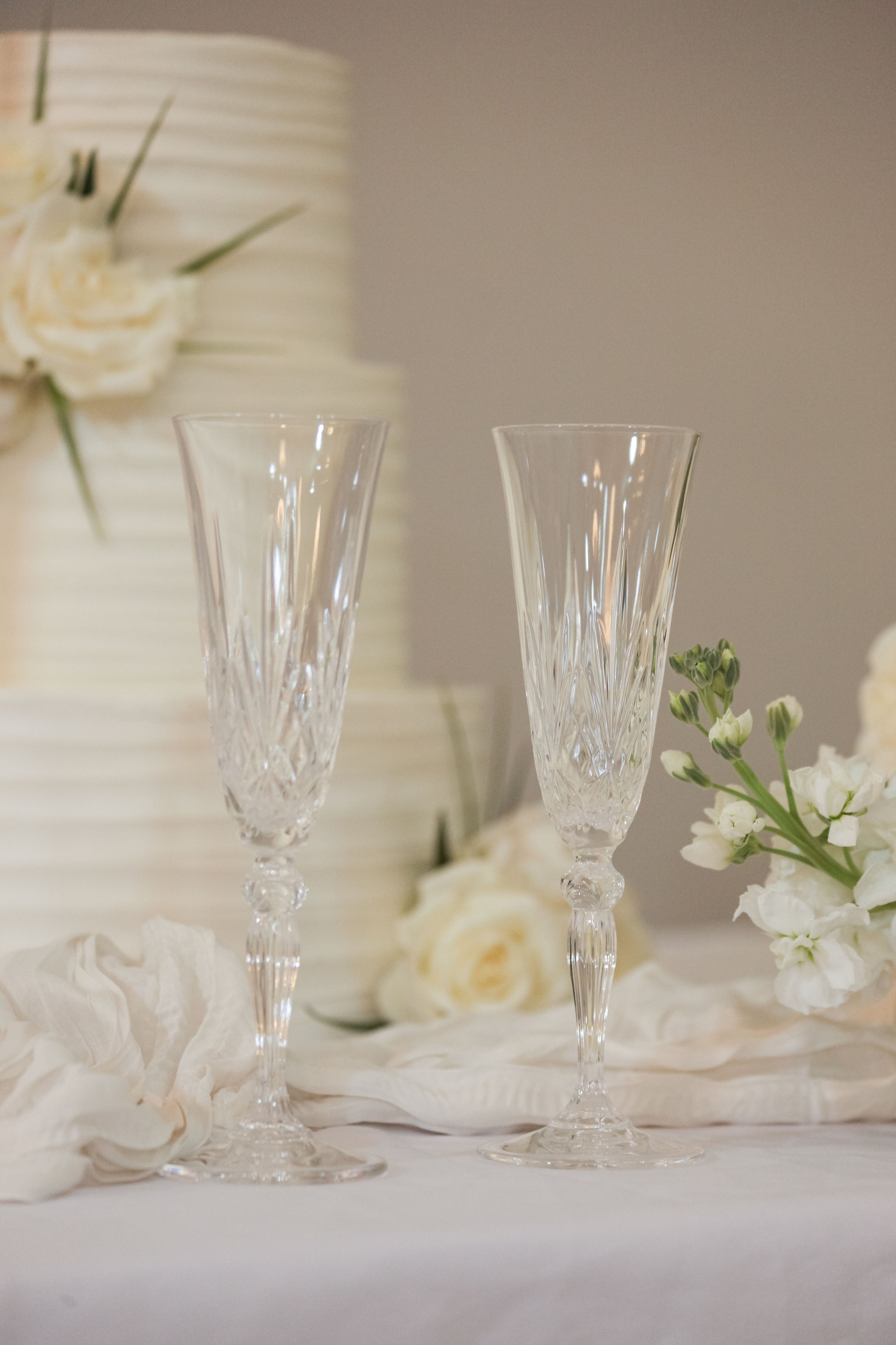Photo of Champagne glasses at Orthodox Wedding at St. Joseph Orthodox Church in Houston, TX