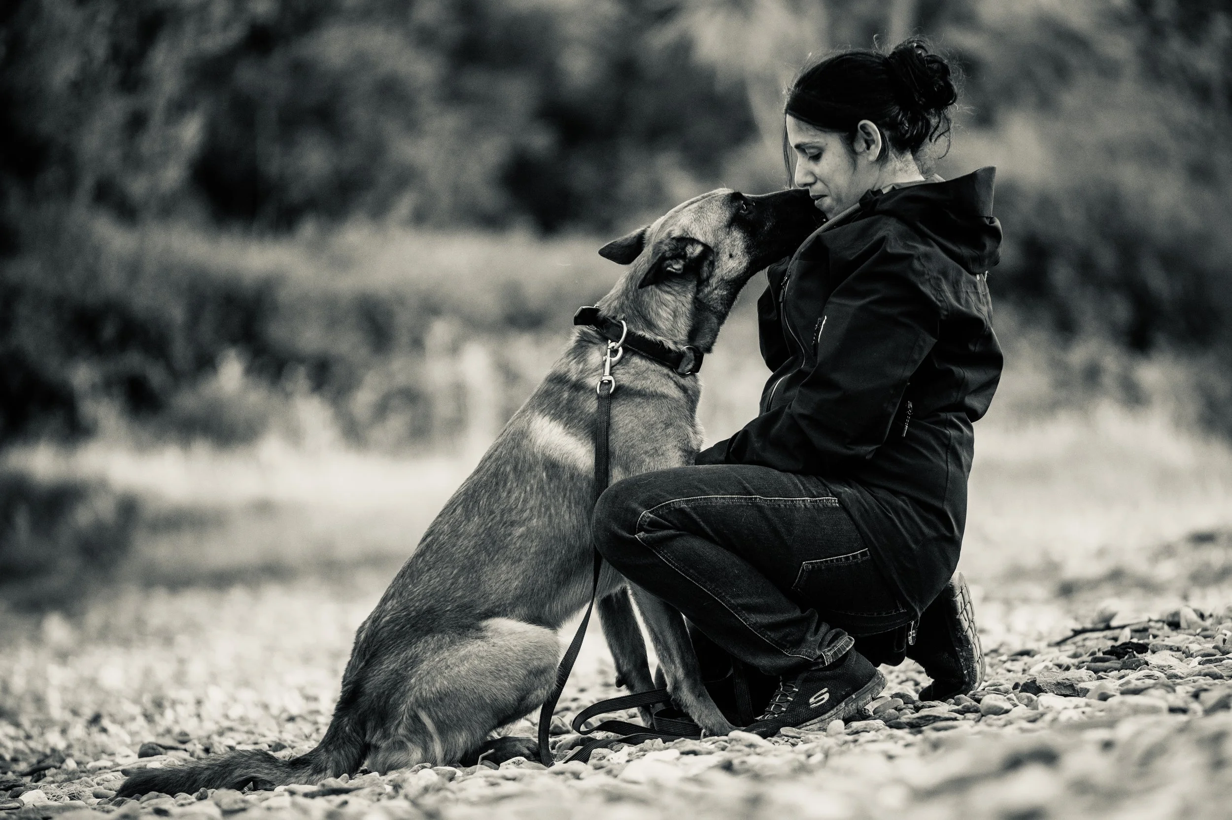 Dog trainer and canine nutritionist with her dog.