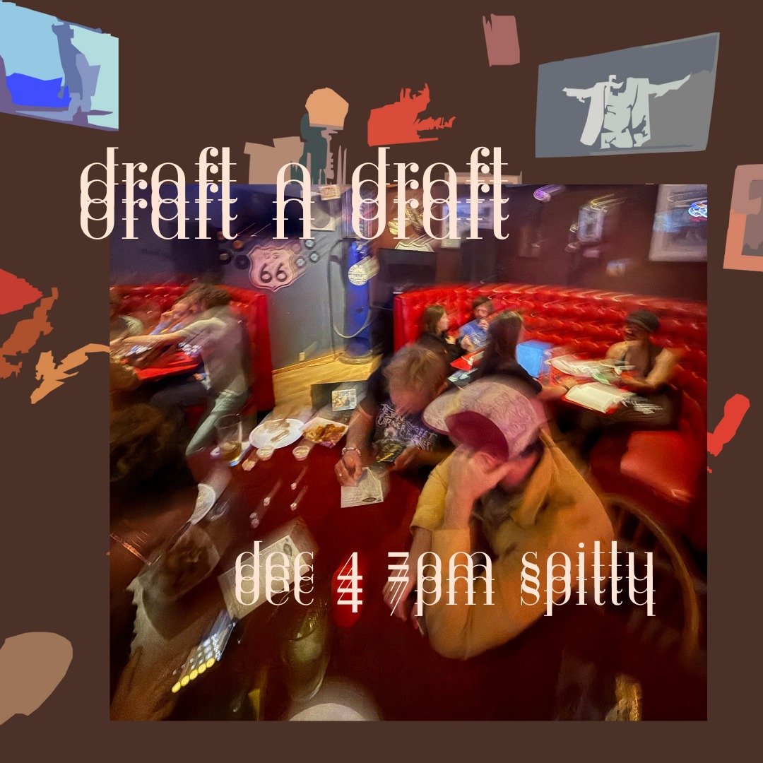 See you at Draft n Draft this THURSDAY, 12/4, at Spitfire in Moab! Come work on your creative projects or just heckle other artists. (Maybe brainstorm performance art ideas for Stoopfest 2026??)

Together we sip.