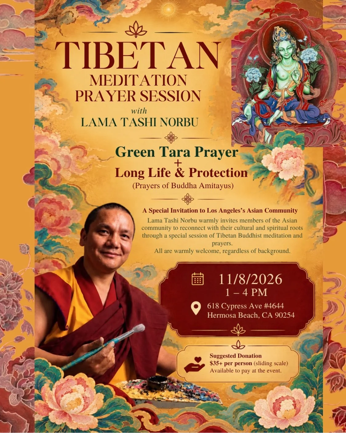Tibetan Meditation and Prayer Session: Hermosa Beach California
