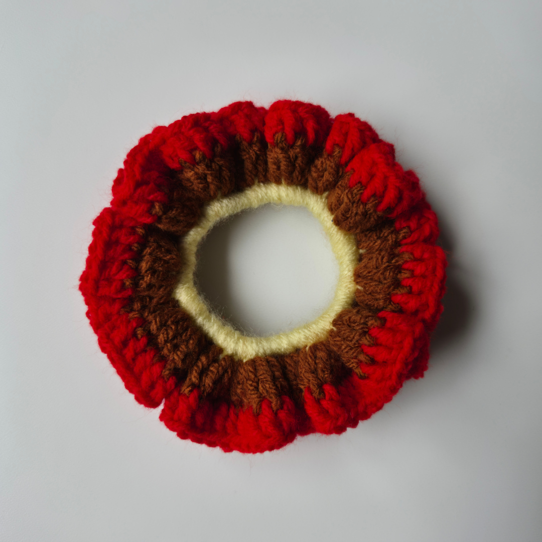 Cherry Chocolate Pudding Hair Tie Crochet Scrunchie