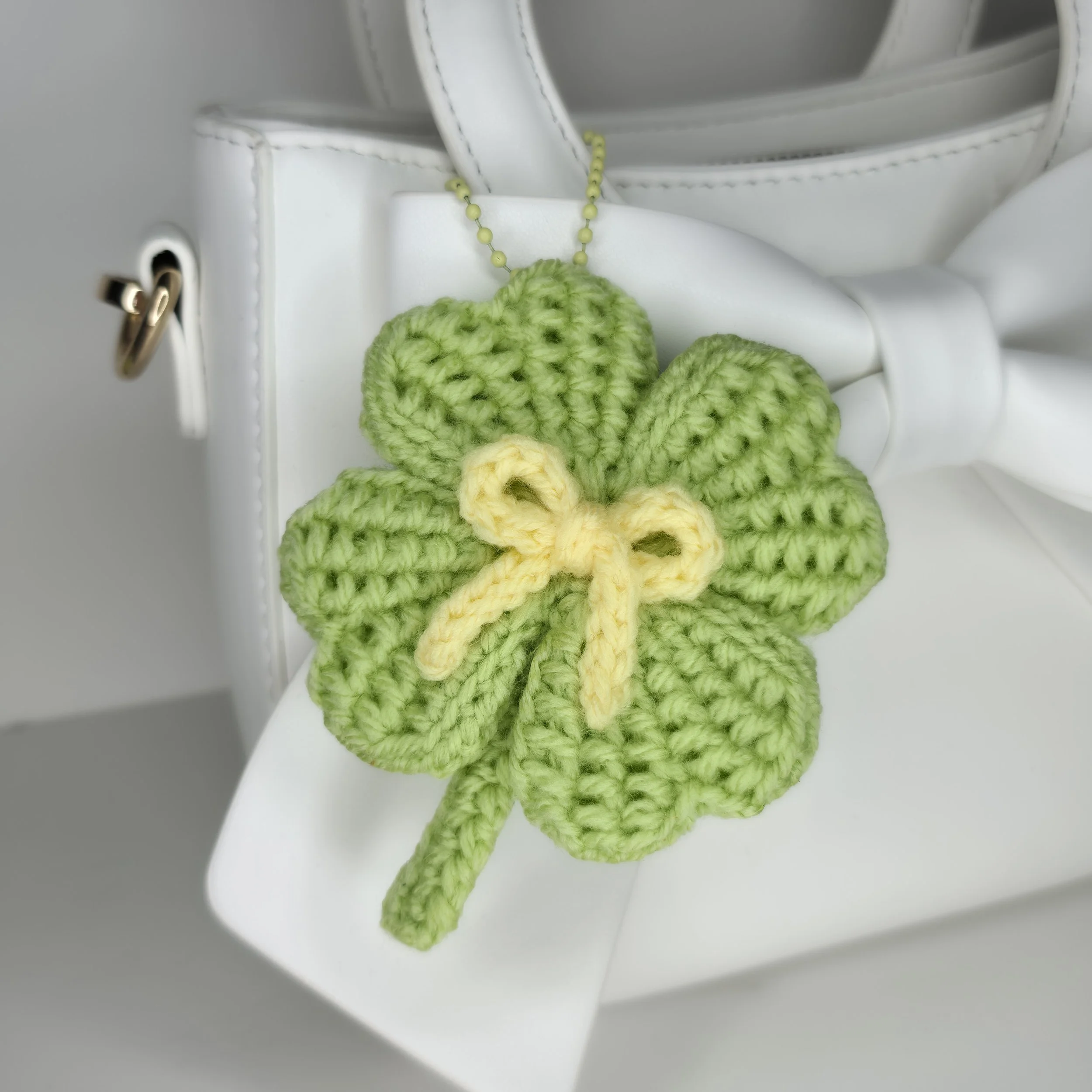 Chunky Lucky Four Leaf Clover Bag Charm / Keyring