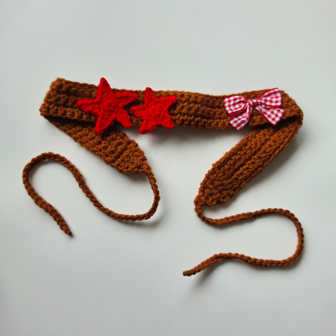 Picnic Under The Stars Crochet Headband | Red & Chocolate Brown