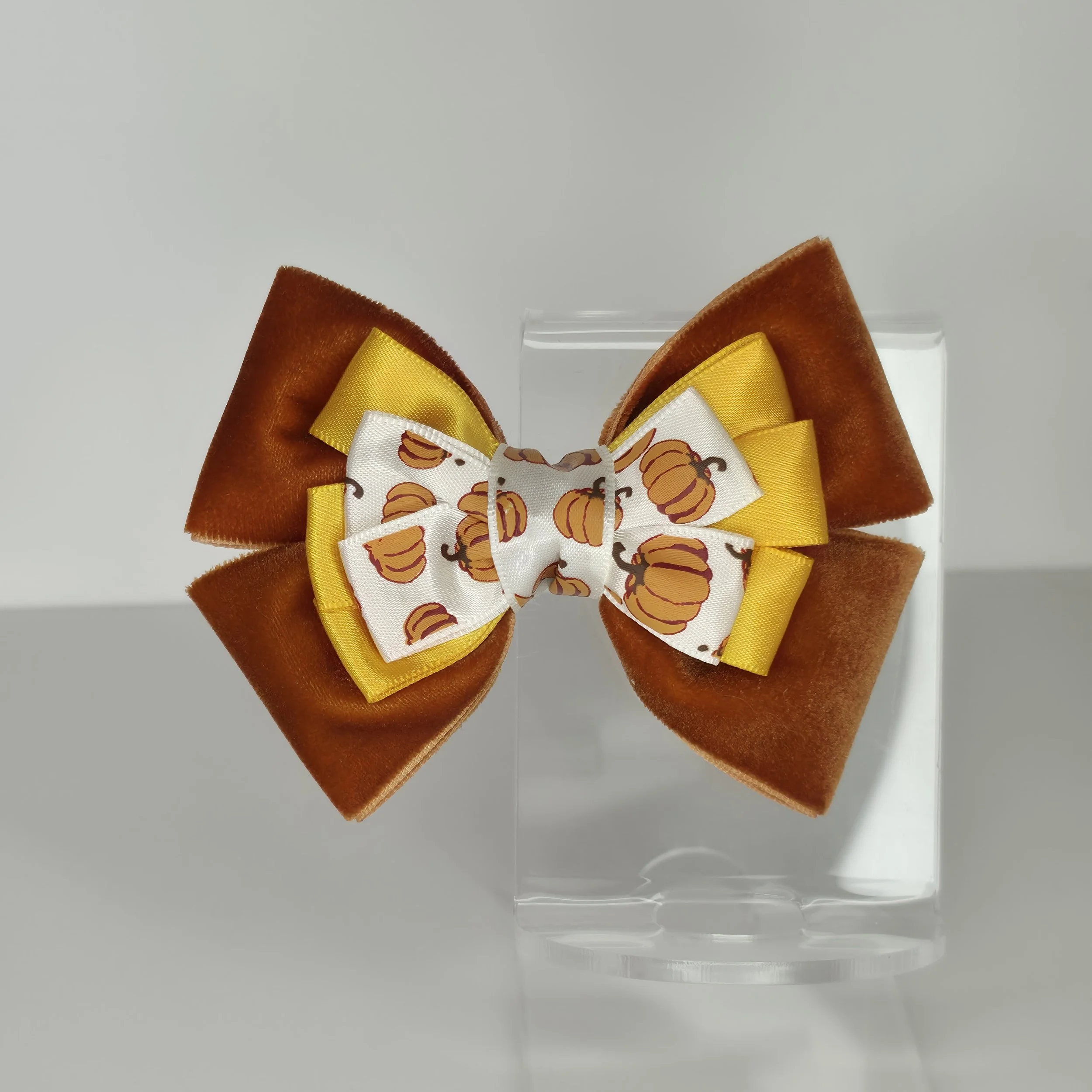 Pumpkin Pattern Velvet Bow Hair Clip