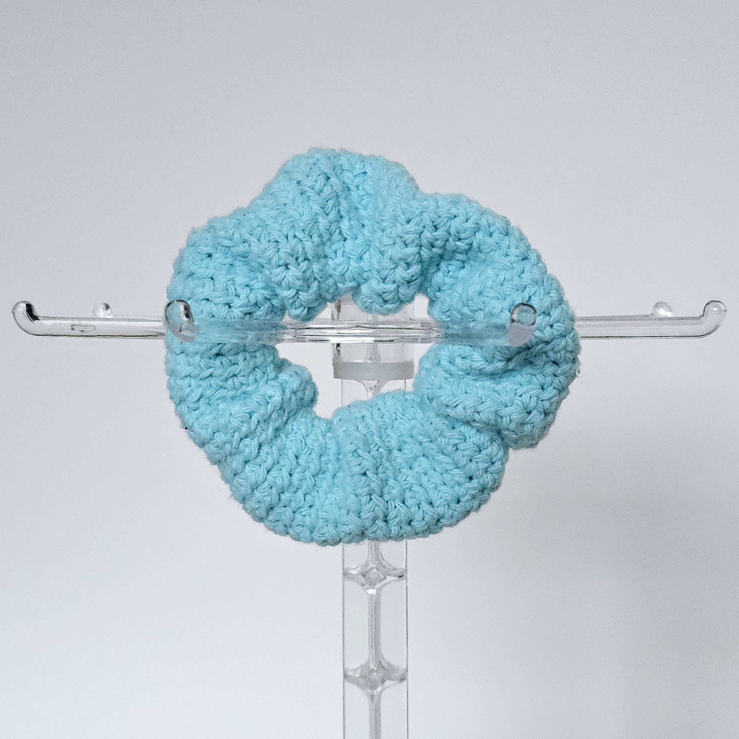 Blue Crocheted Cotton Scrunchie