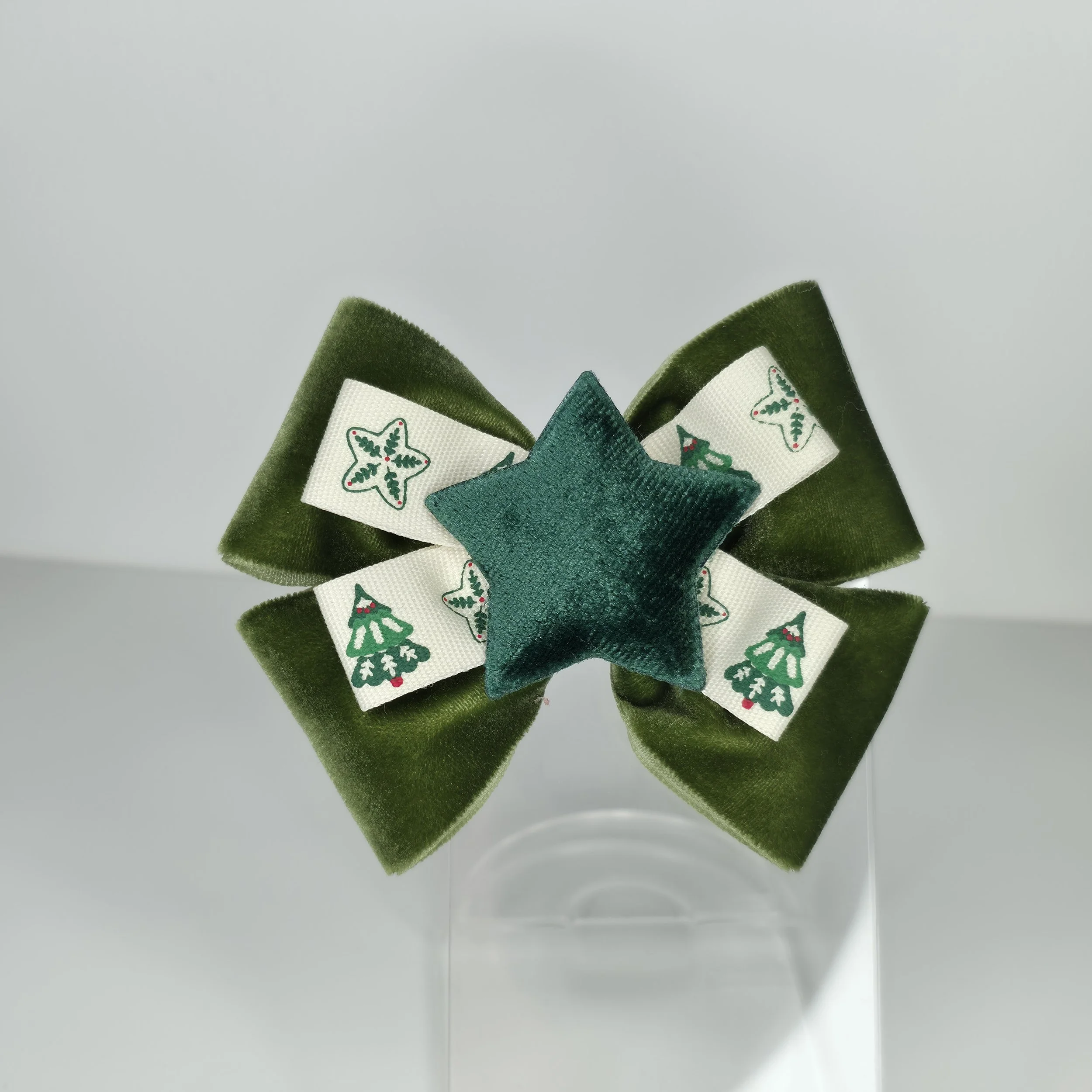 Forest Green Velvet Bow Hair Clip