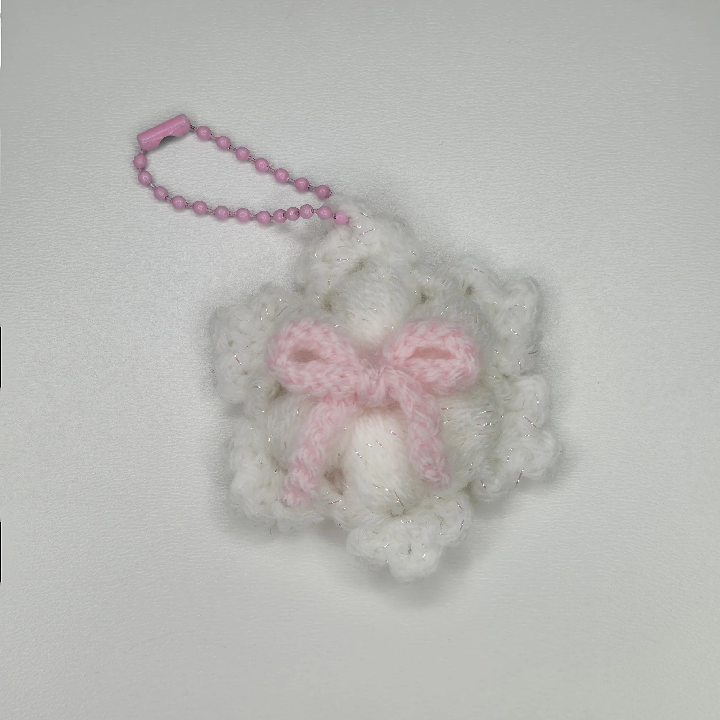 Pink Bow Snowflake Bag Charm