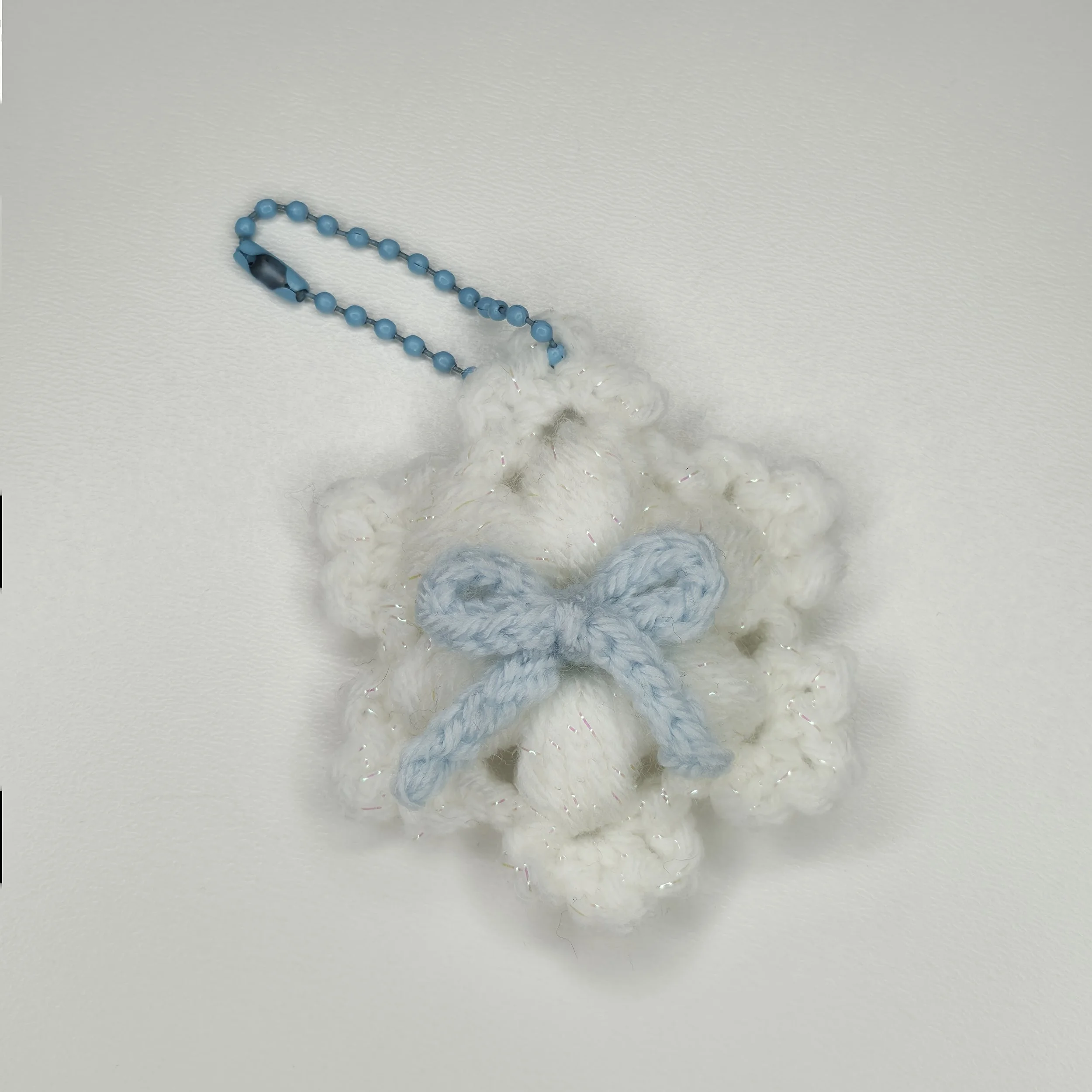 Blue Bow Snowflake Bag Charm