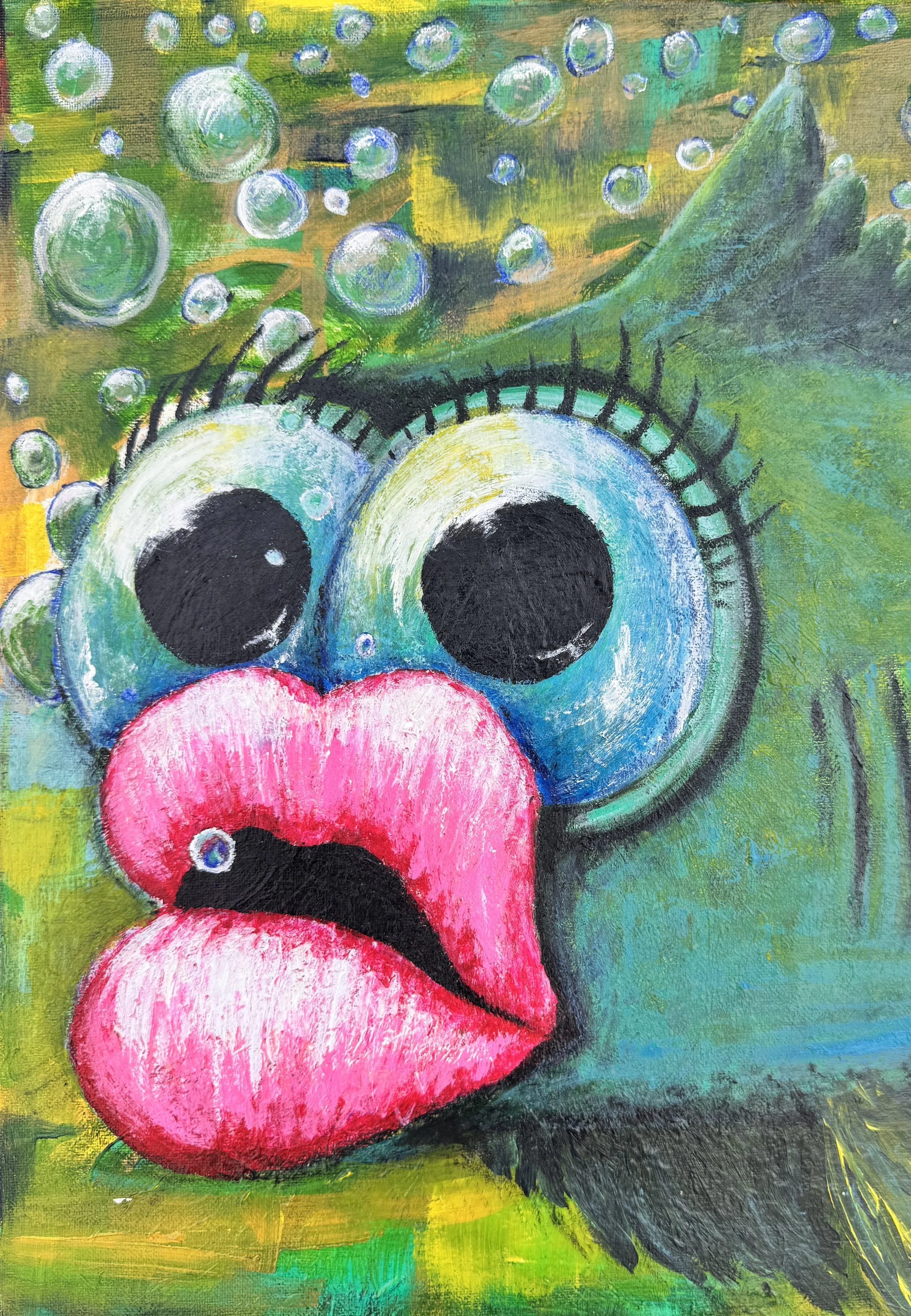 Hookerfish fish orginal acrylic fish art.