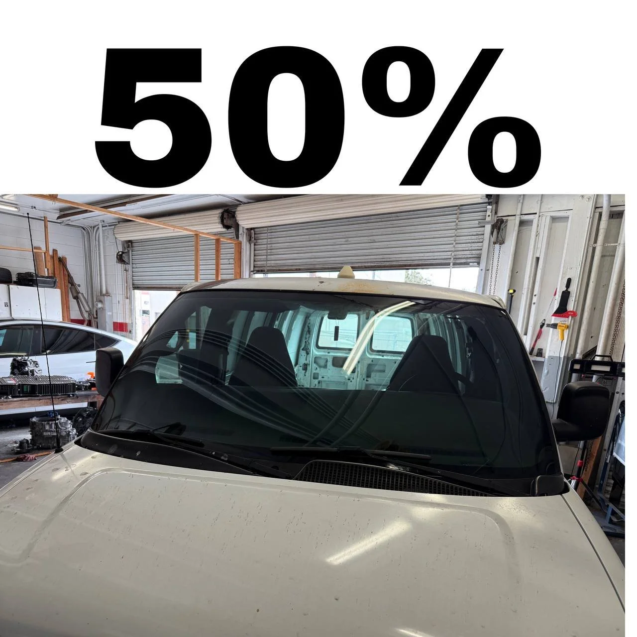 Ceramic IR windshield tint diagram showing heat rejection, UV protection and high visible light transmission – Oceanside Tint & Glass