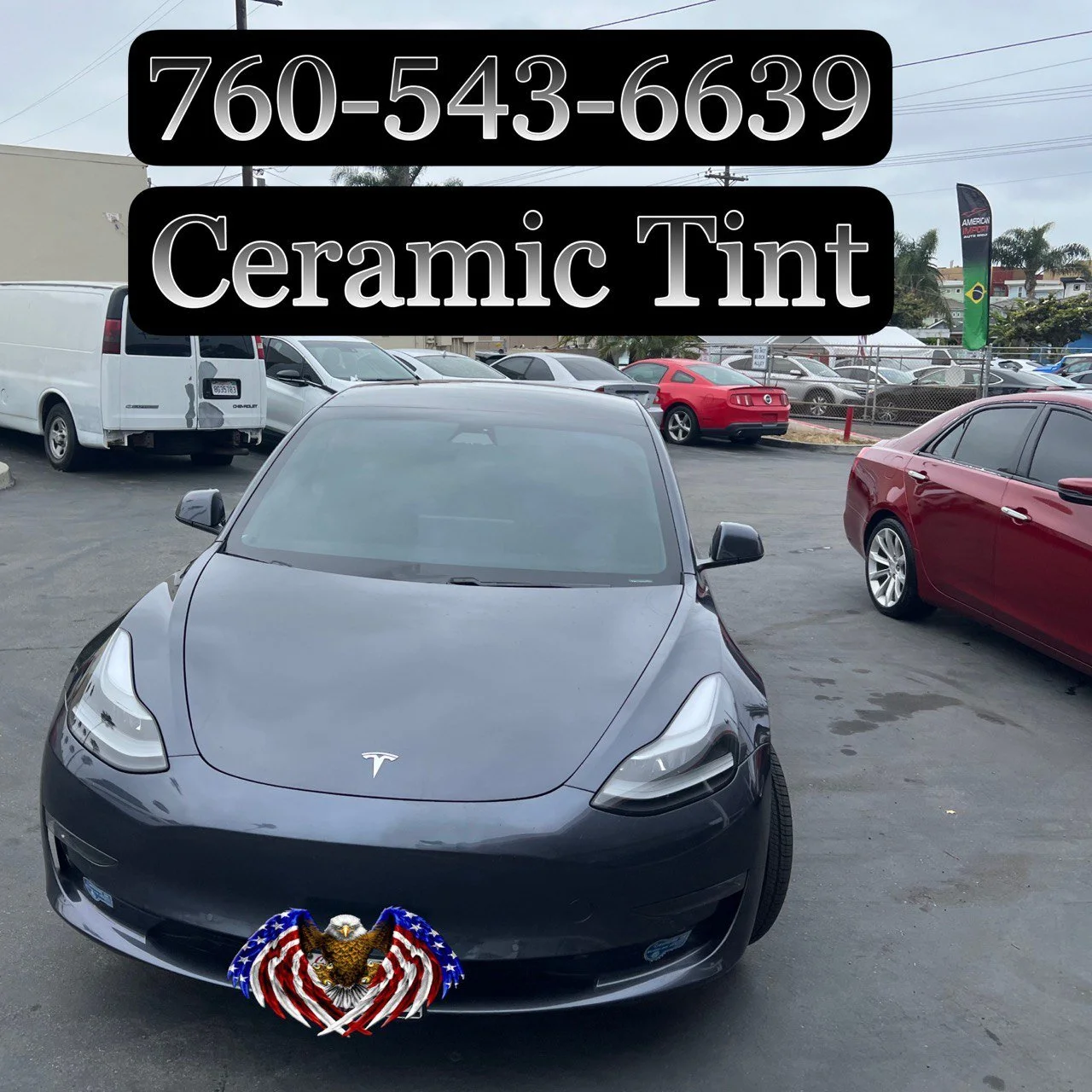 Installing ceramic IR window tint on front door glass – professional tint installation at Oceanside Tint & Glass