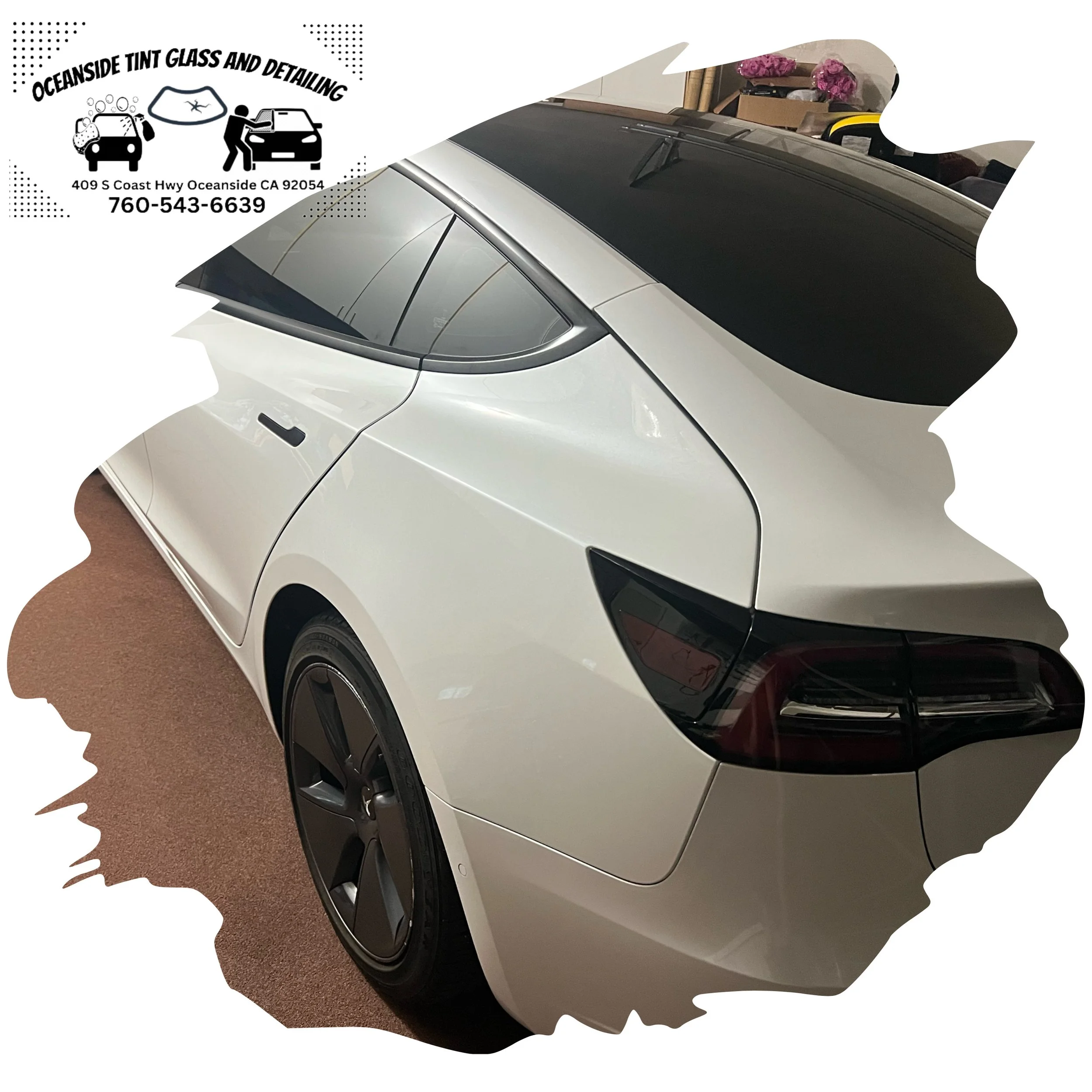 Installing ceramic IR window tint on front door glass – professional tint installation at Oceanside Tint & Glass