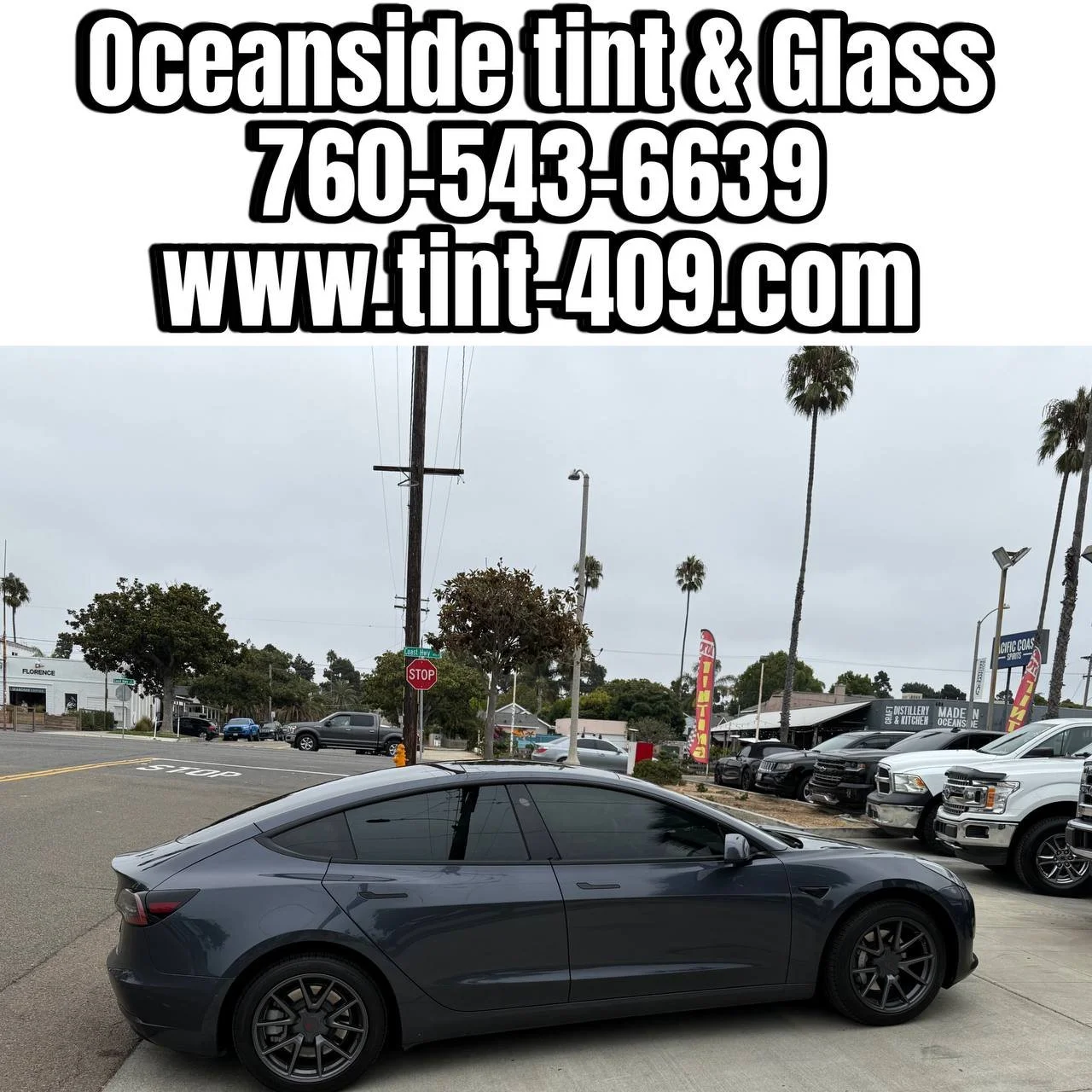 Tesla Model 3 ceramic IR window tint – full rear privacy tint, UV and heat rejection – Oceanside Tint & Glass