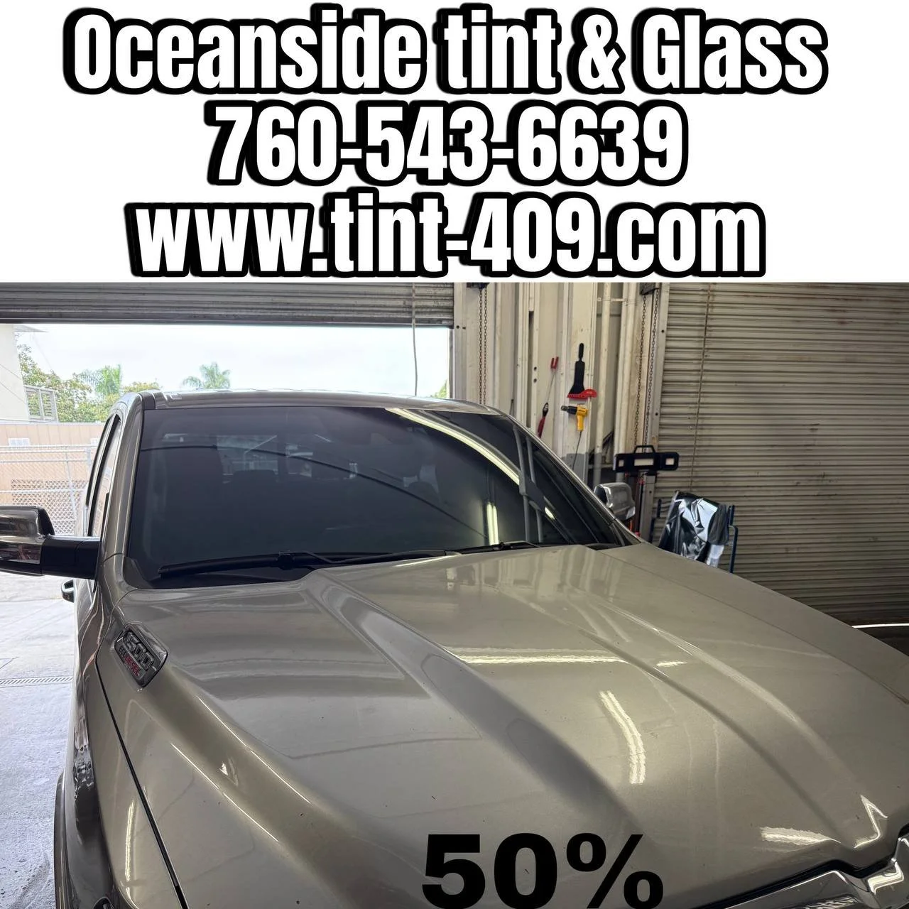 Ceramic IR windshield tint diagram showing heat rejection, UV protection and high visible light transmission – Oceanside Tint & Glass