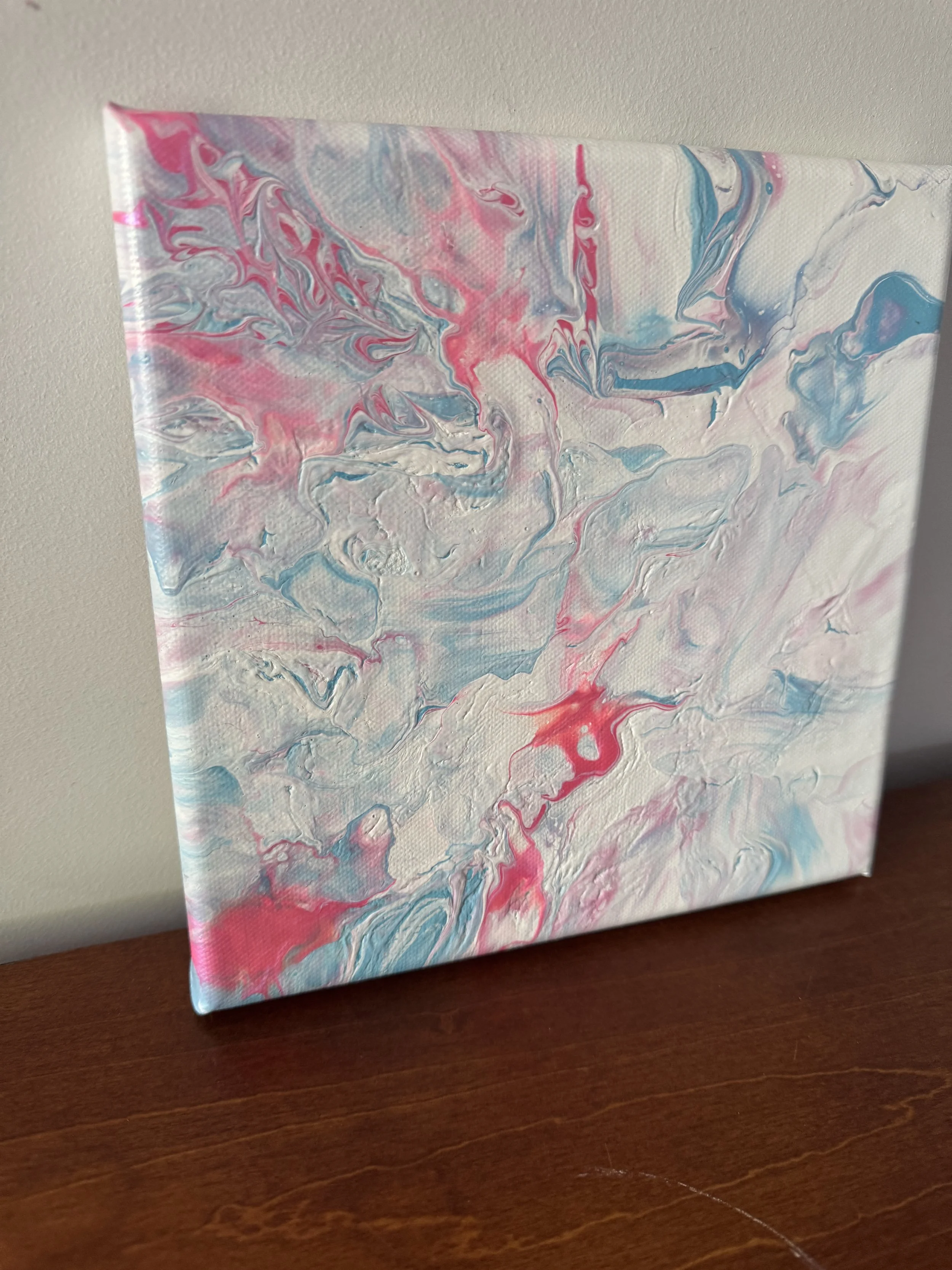 Subtle Trans Pride Painting - "You are Loved #56" 8"x8" - AbstractbyRabrams -