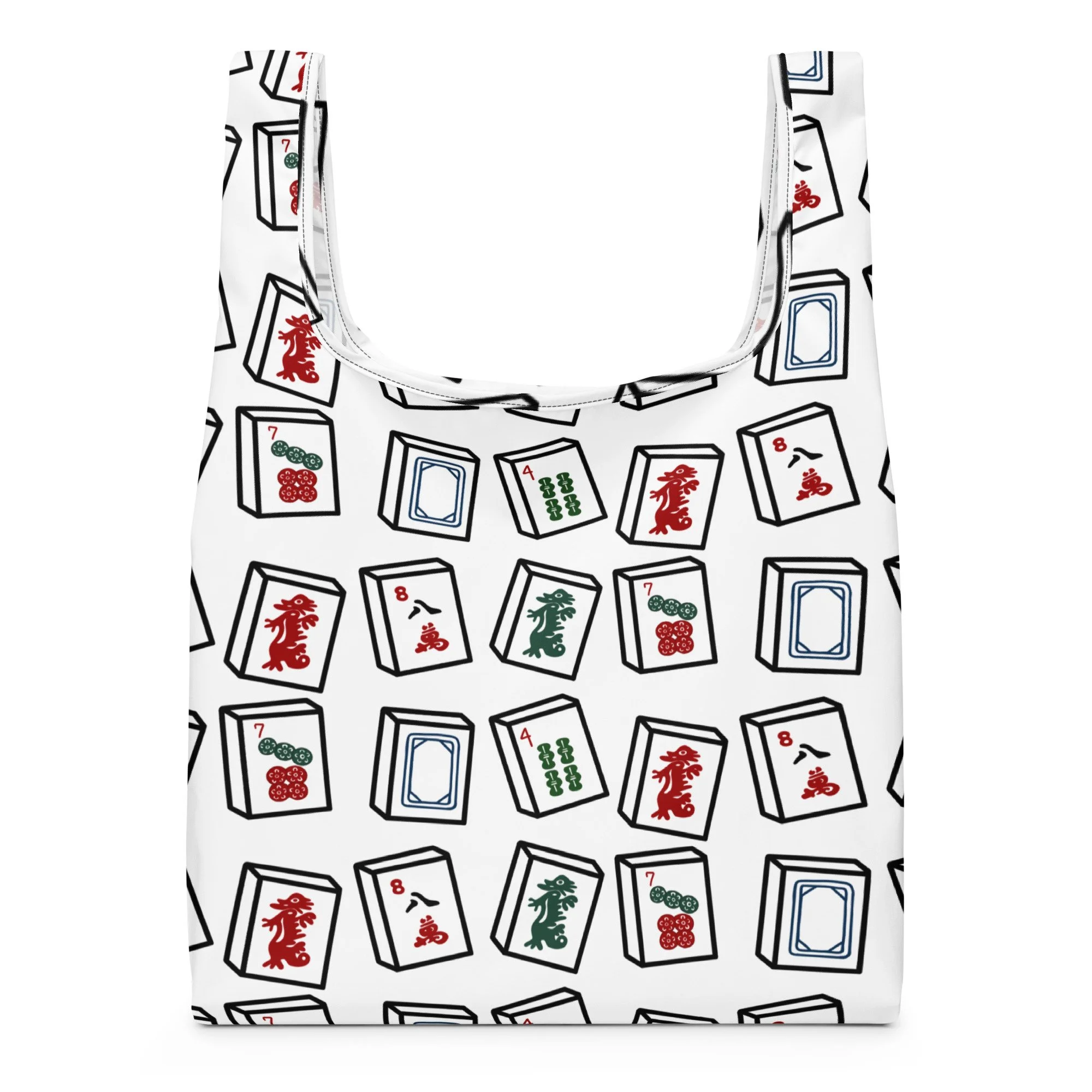 Mahjong Tile Reusable Shopping Bag - AbstractbyRabrams -