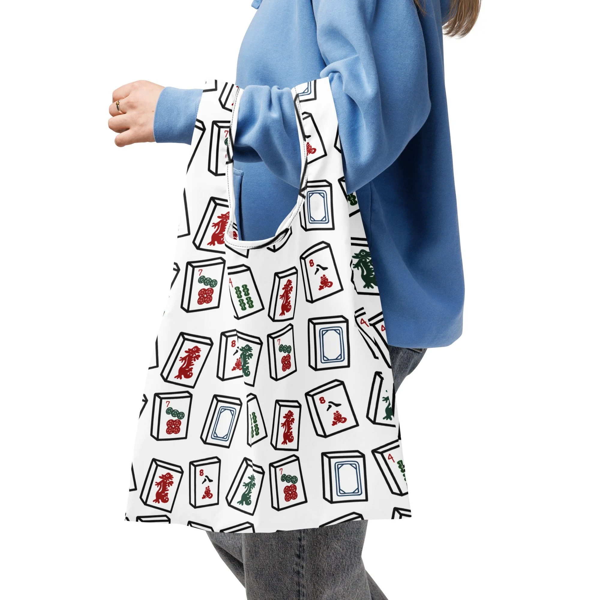 Mahjong Tile Reusable Shopping Bag - AbstractbyRabrams -