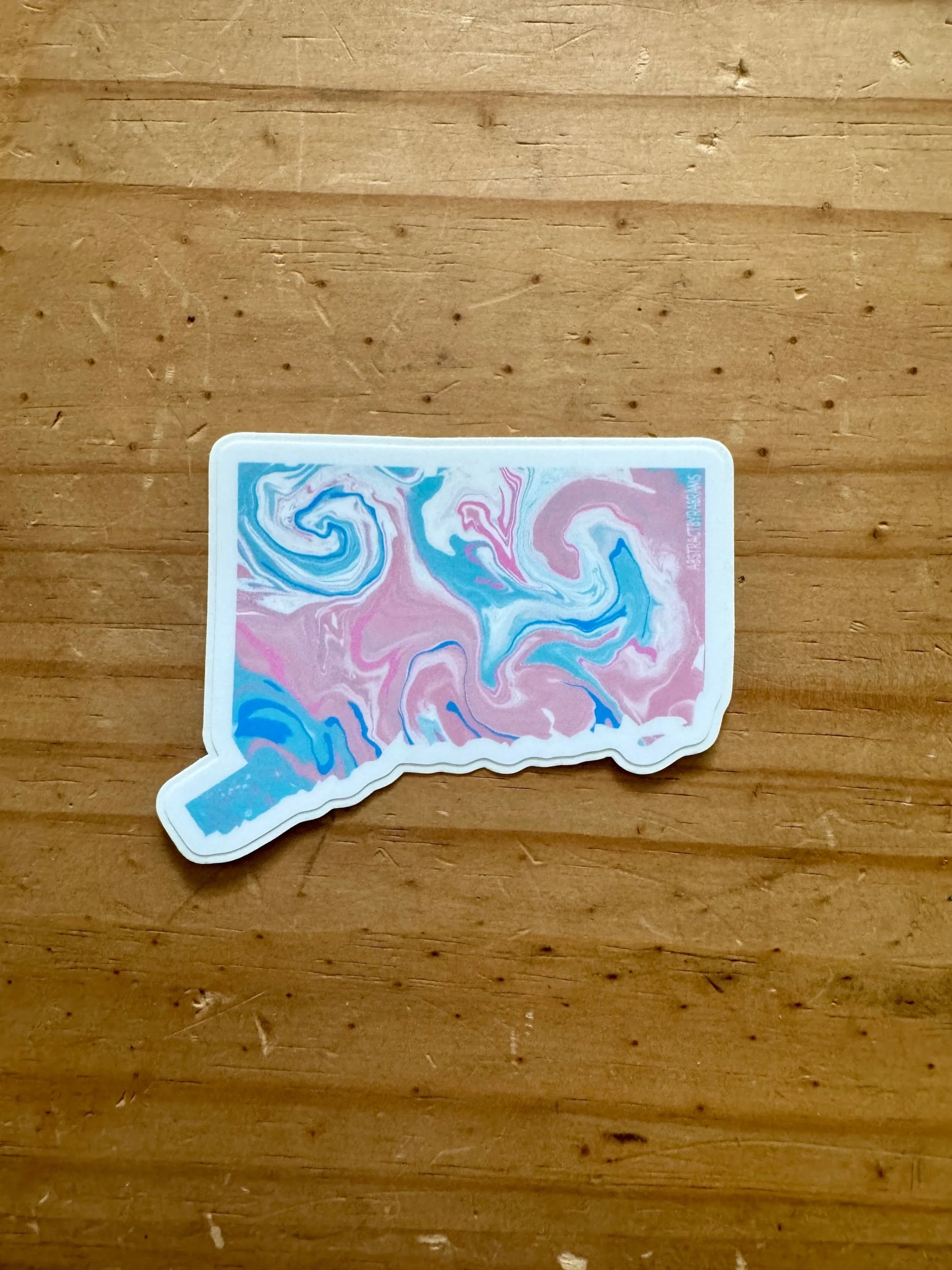 Connecticut State Trans Pride and Rainbow State Vinyl Sticker - AbstractbyRabrams - SQ2565762