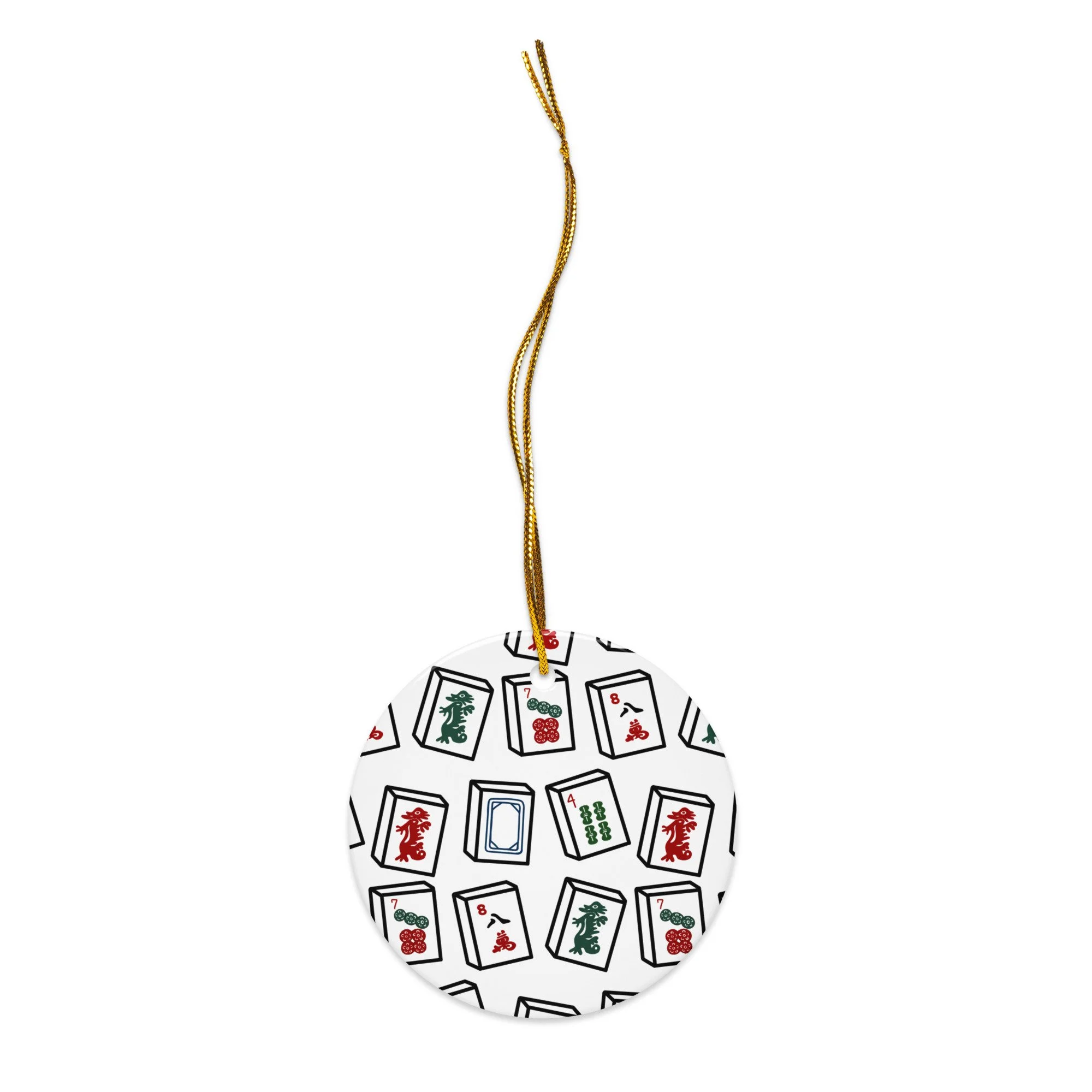 Mahjong Tiles Double-Sided Ceramic Ornaments - AbstractbyRabrams - 691FE73D4152D_Circle