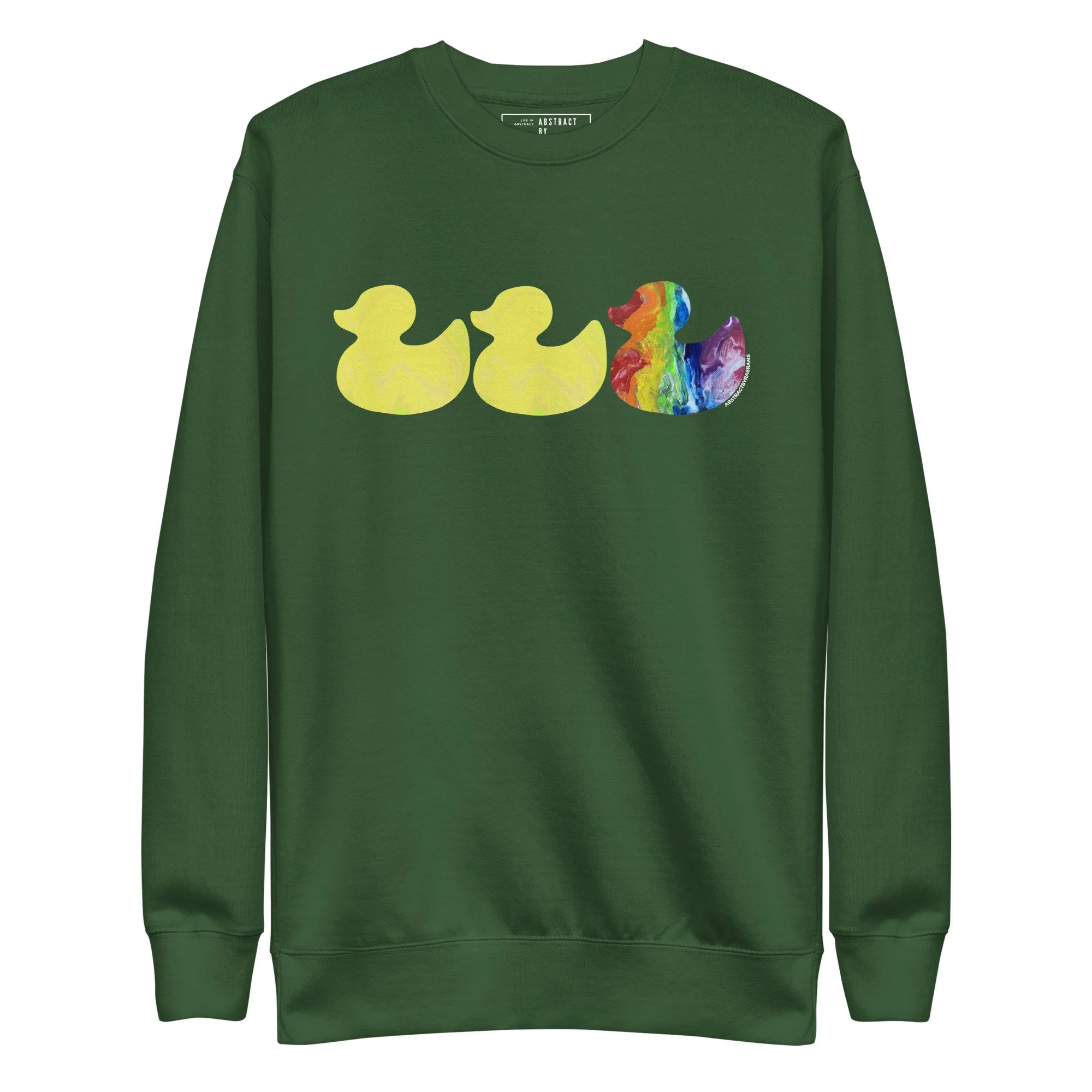 Duck Duck Gray Duck Pride Unisex Premium Sweatshirt - AbstractbyRabrams - 692FABD577D69_Forest-Green-S