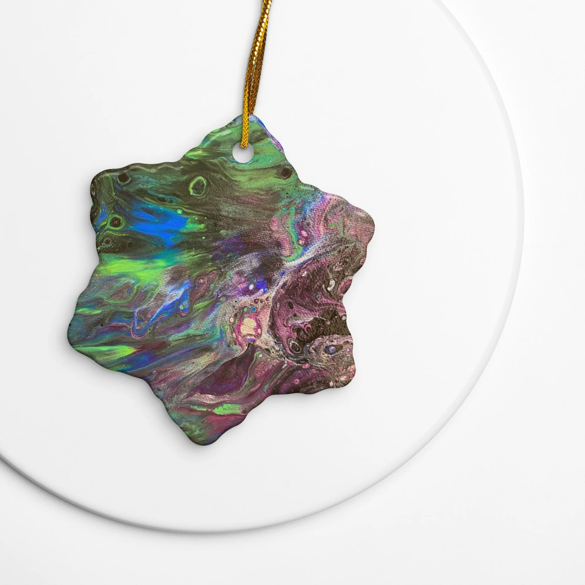 Abstract Peacock Double-sided ceramic ornaments - AbstractbyRabrams - 692FBD065E0B0_Snowflake