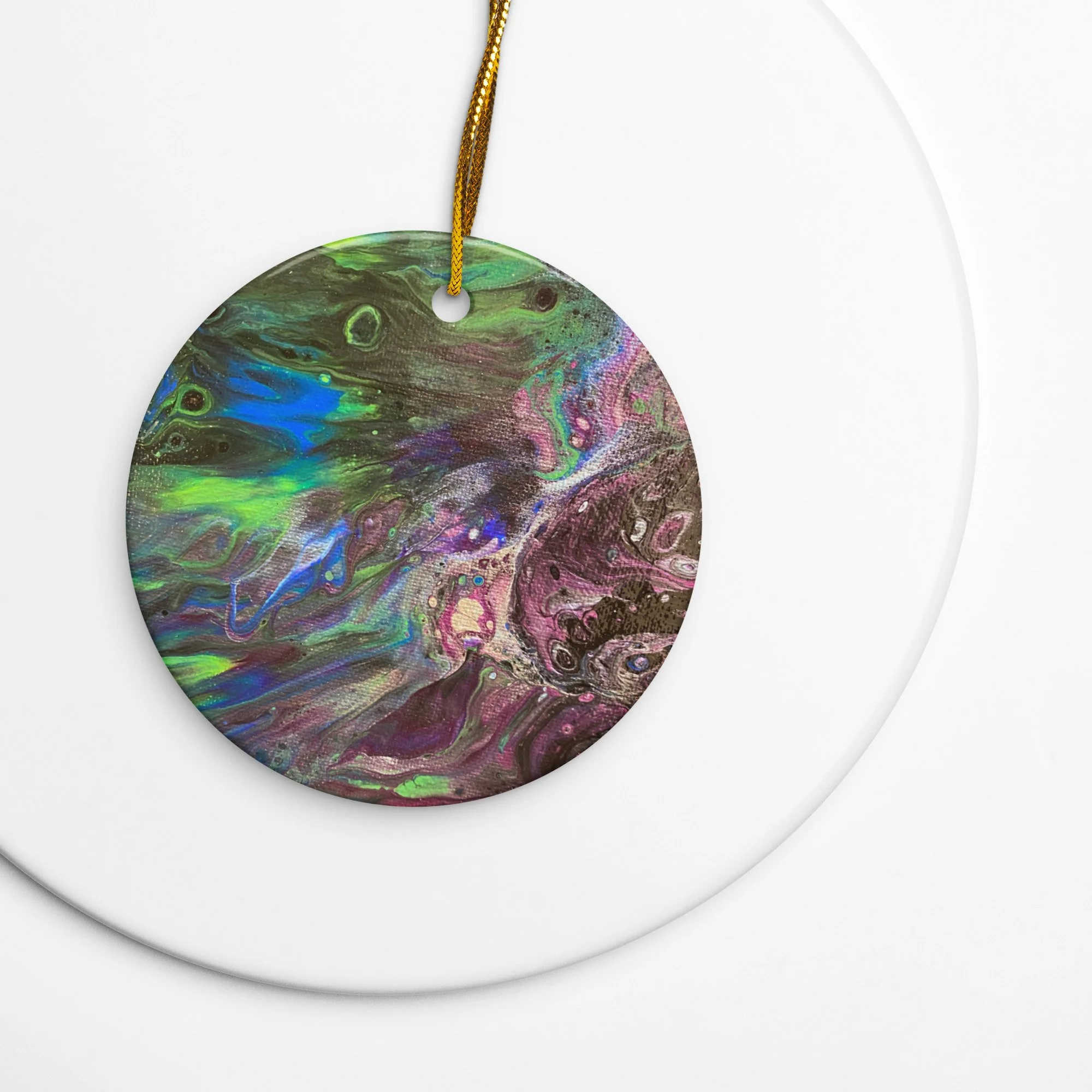 Abstract Peacock Double-sided ceramic ornaments - AbstractbyRabrams - 692FBD065E0B0_Circle