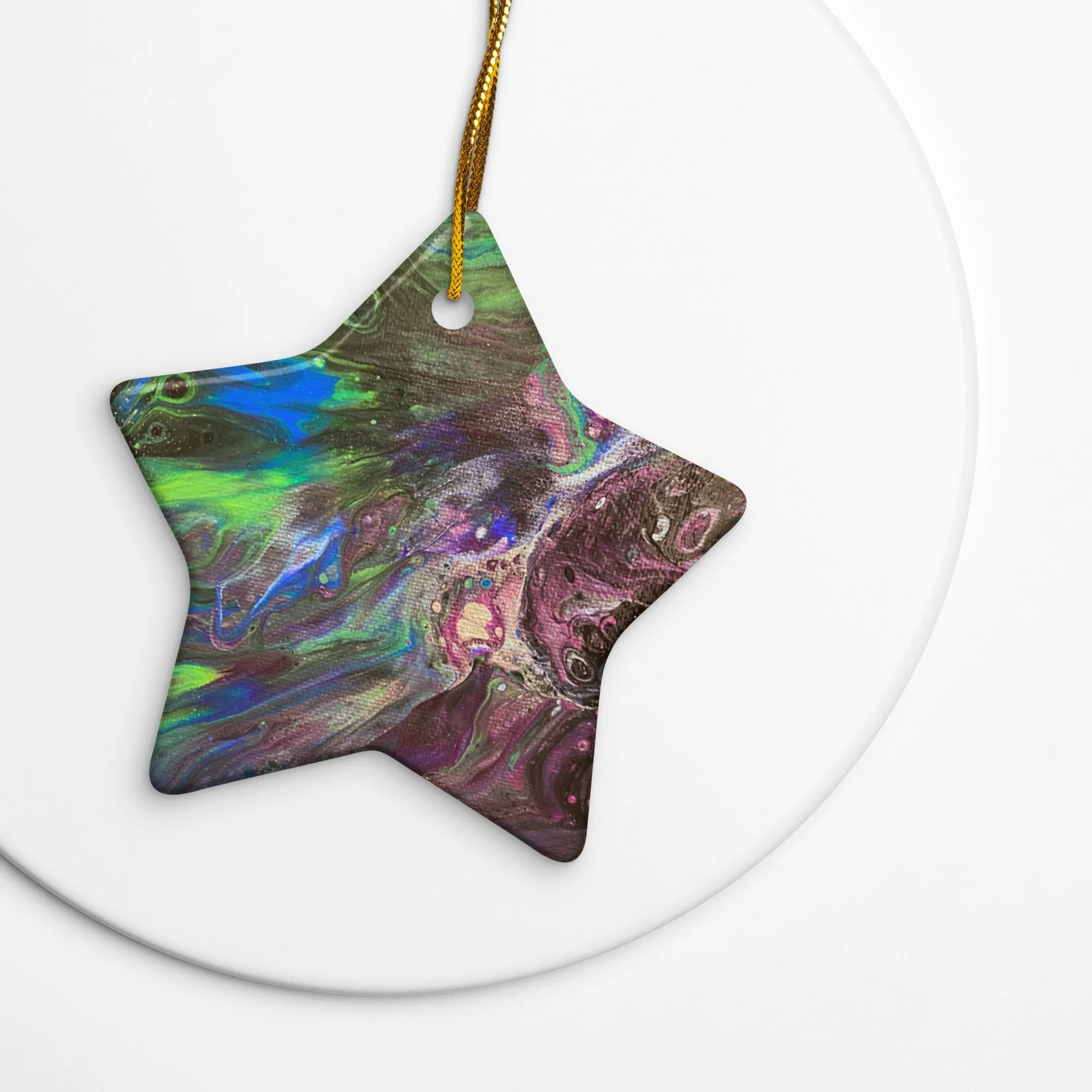 Abstract Peacock Double-sided ceramic ornaments - AbstractbyRabrams - 692FBD065E0B0_Star