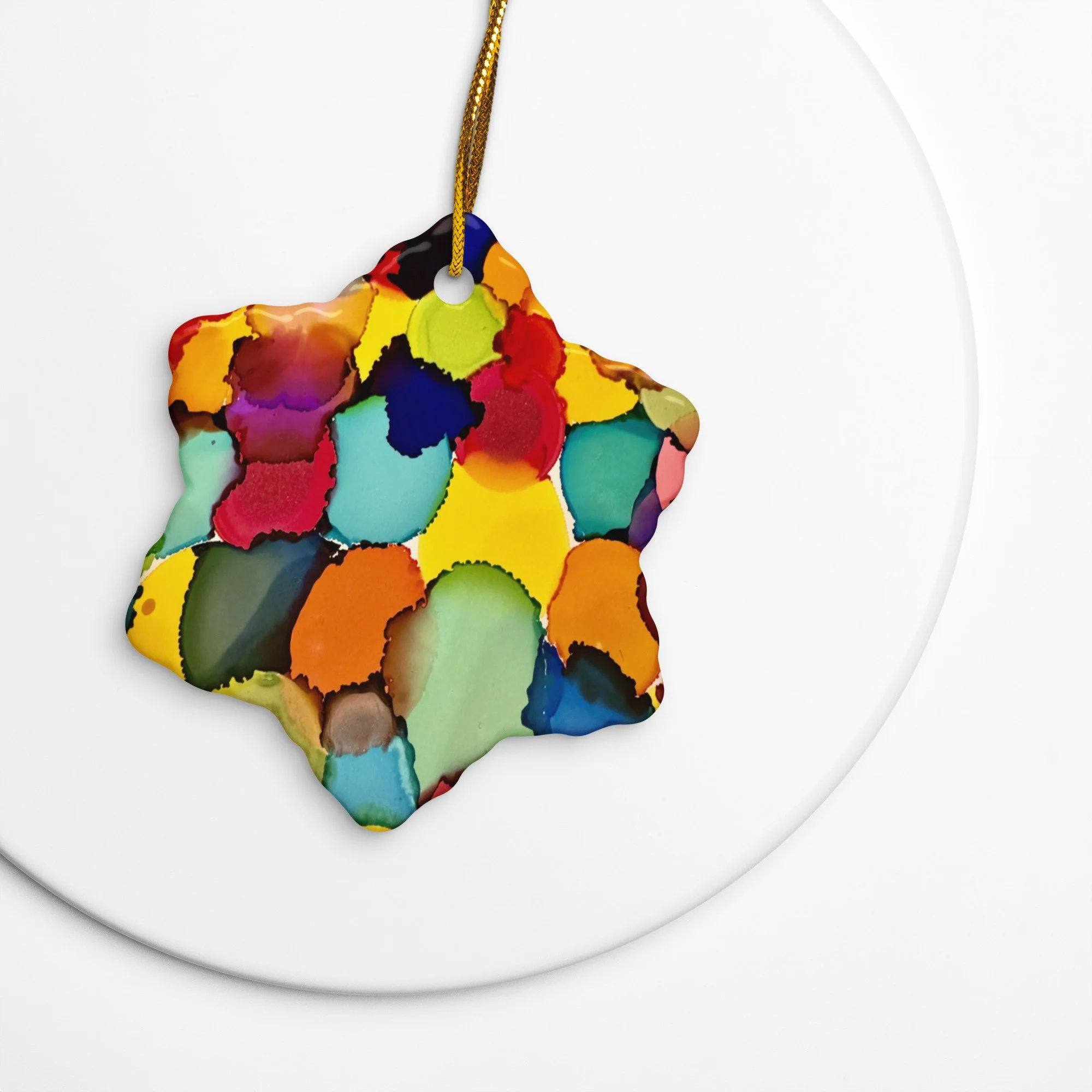 Rainbow Dots Double-sided ceramic ornaments - AbstractbyRabrams -