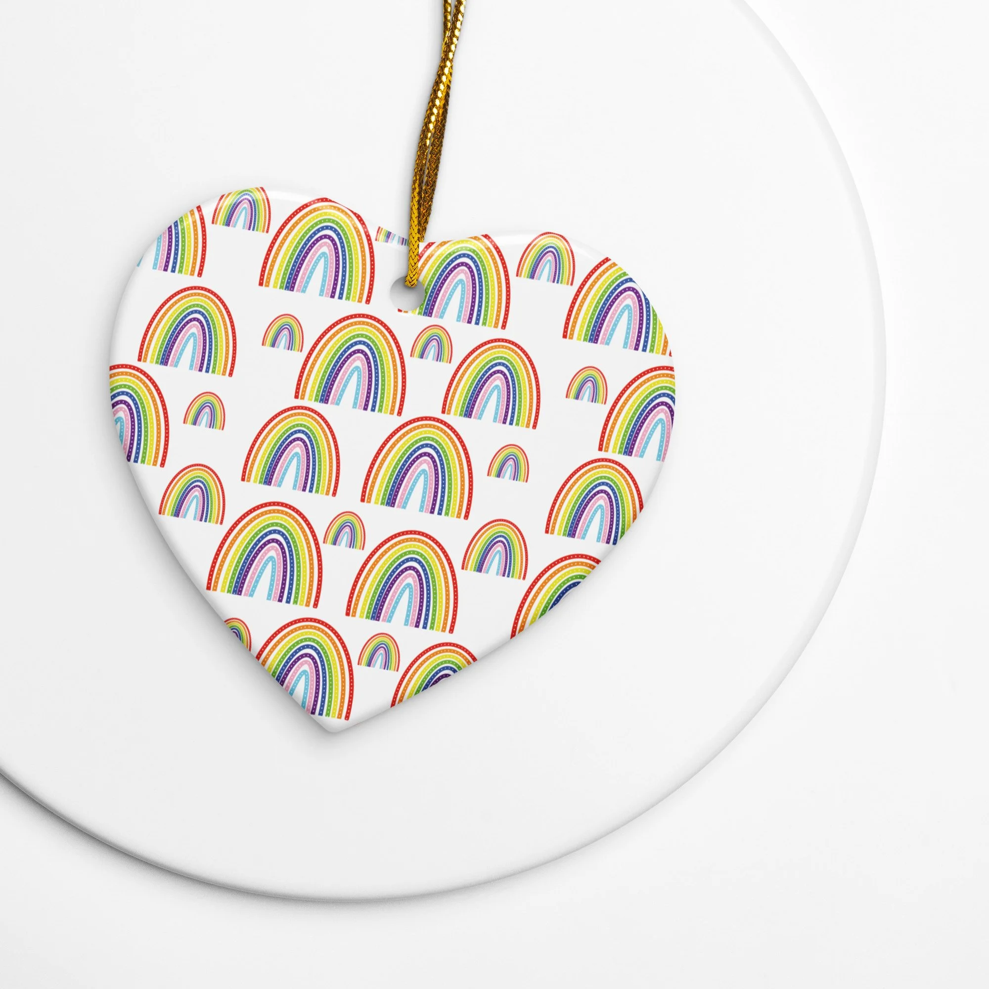 Progress Pride Rainbow Double-sided ceramic ornaments - AbstractbyRabrams -