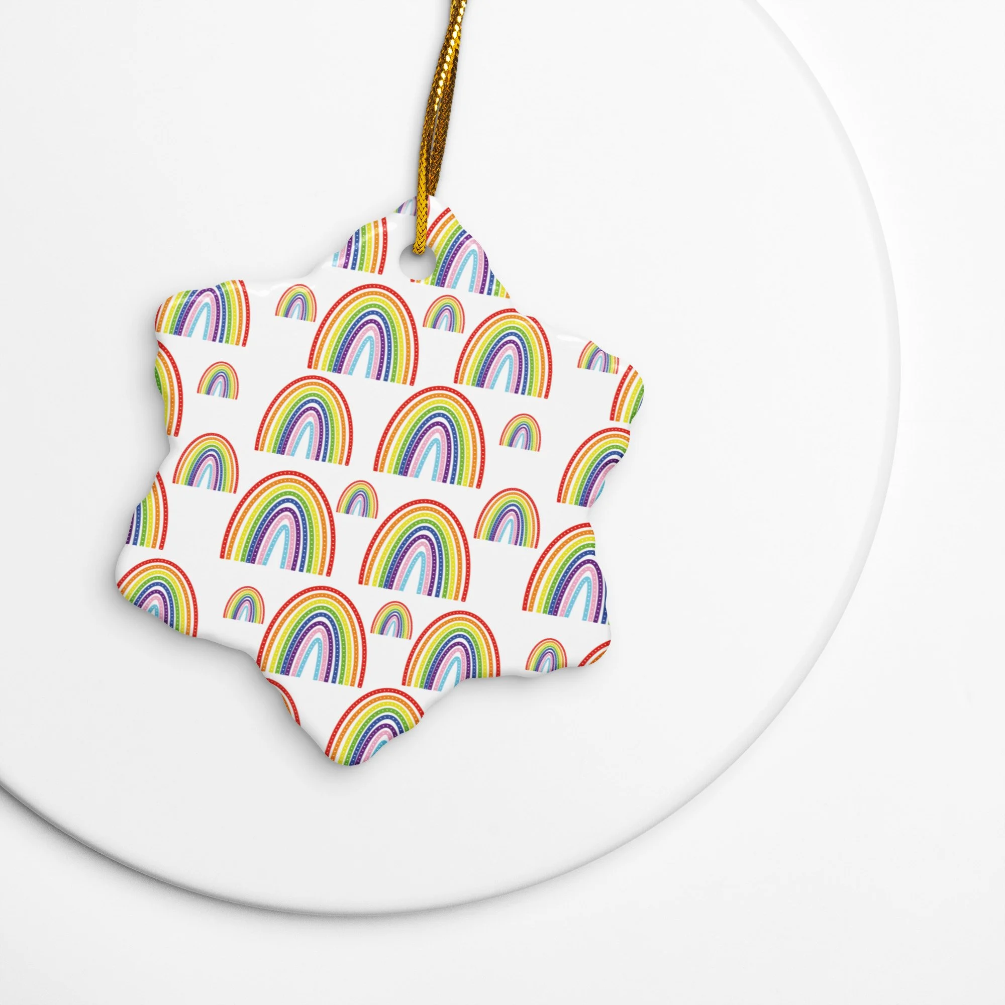 Progress Pride Rainbow Double-sided ceramic ornaments - AbstractbyRabrams -