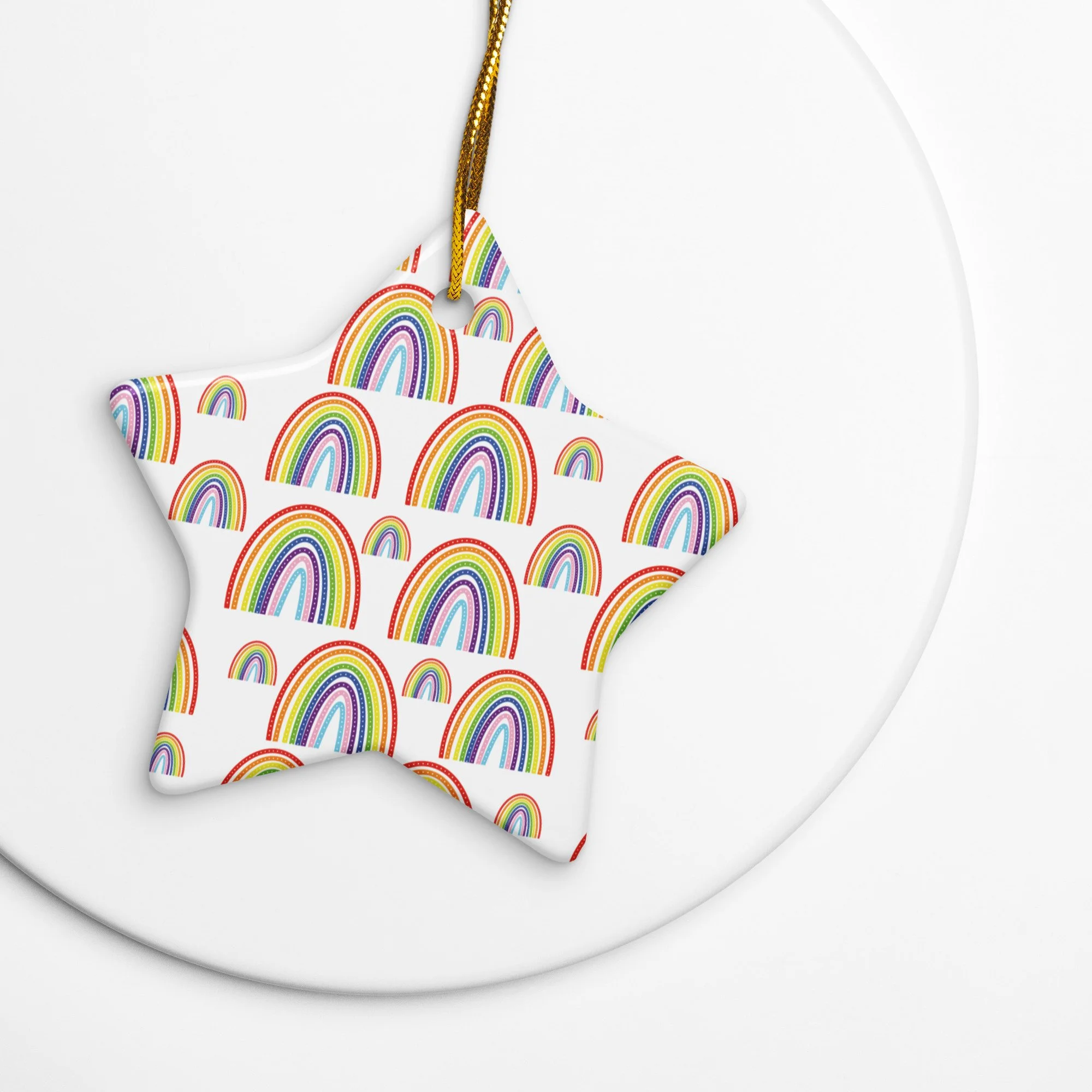 Progress Pride Rainbow Double-sided ceramic ornaments - AbstractbyRabrams - 692FC07B8ABBB_Star