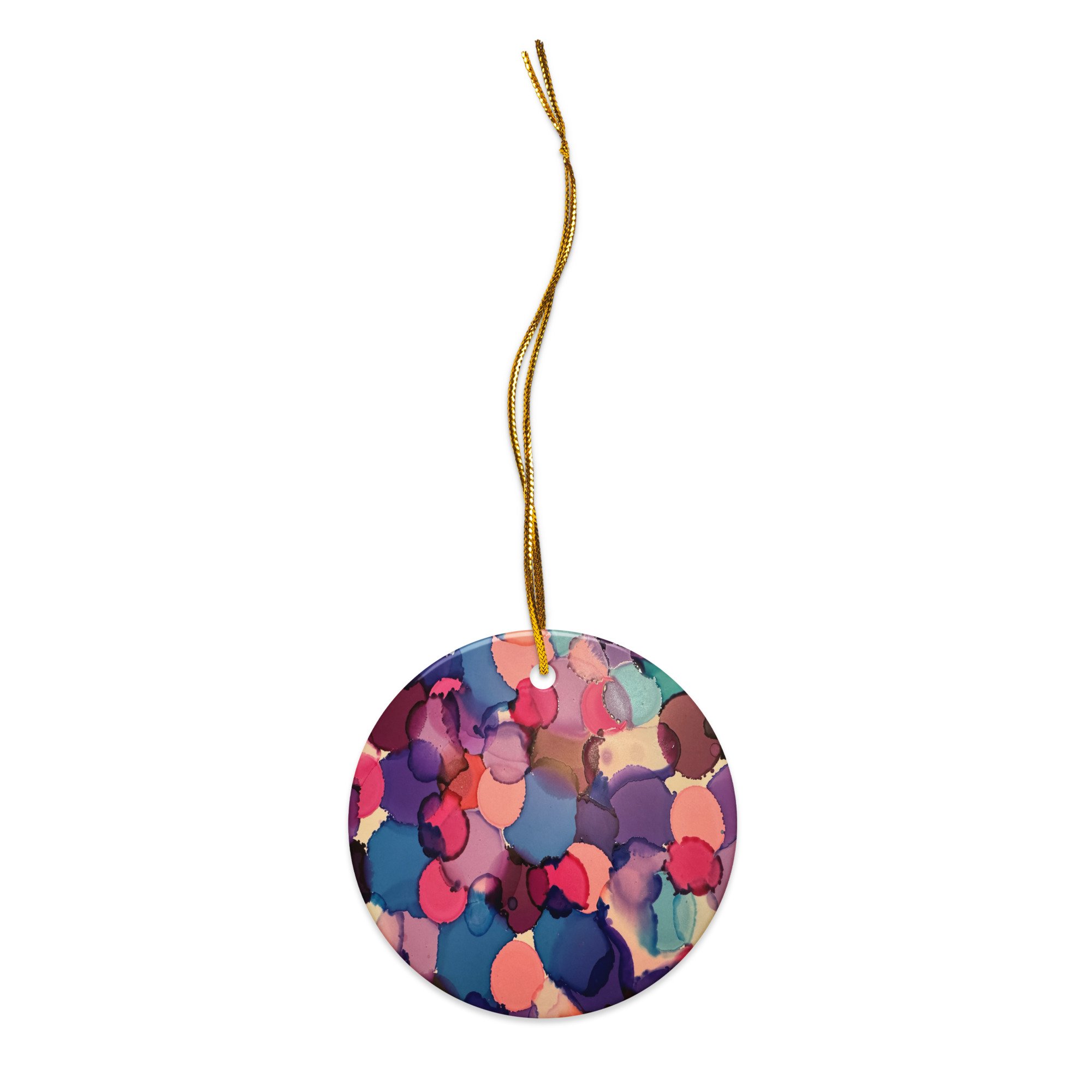 Pink, Blue and Purple Double-Sided Ceramic Ornaments - Snowflake, Circle, Heart and Star - AbstractbyRabrams -